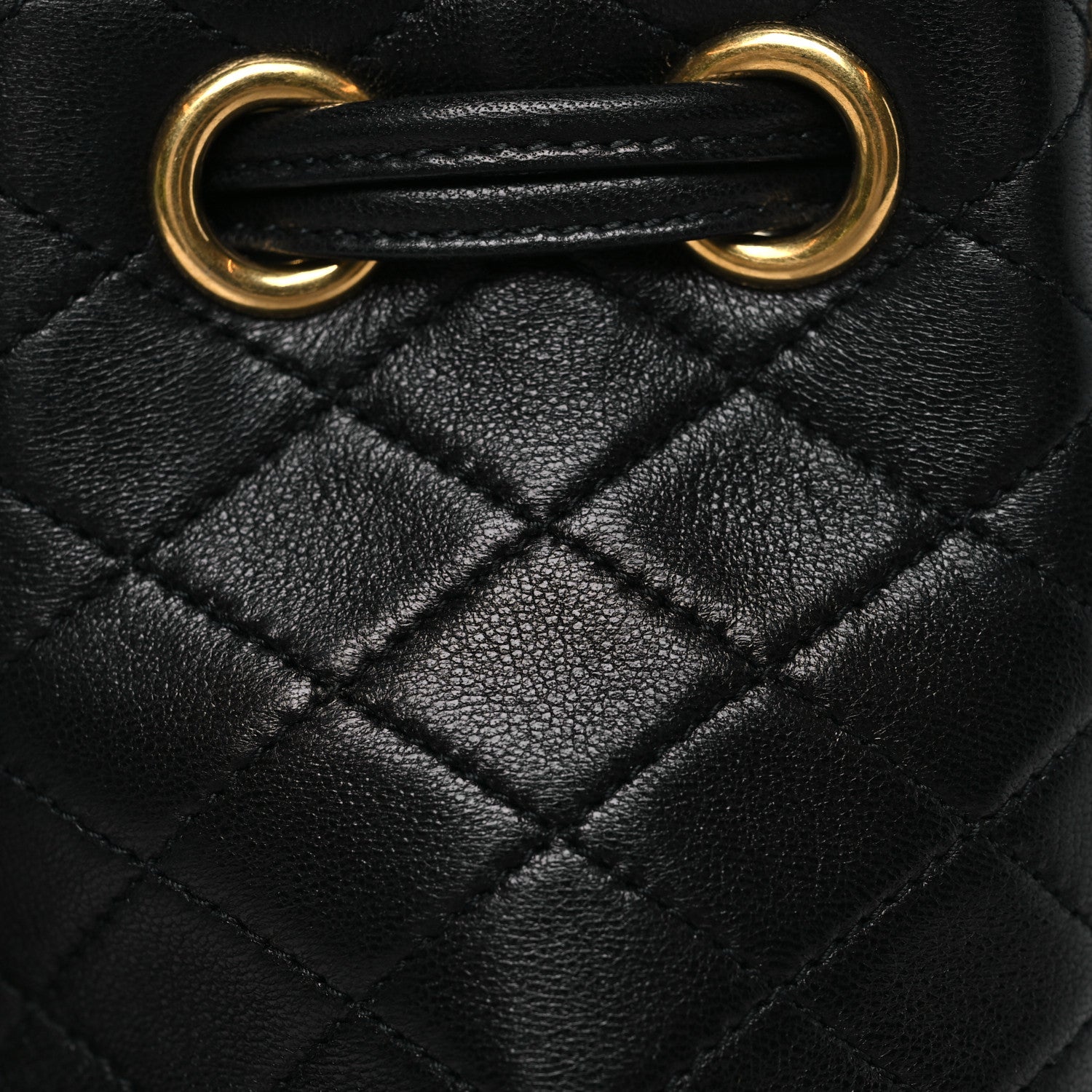 Lambskin Quilted Small Cassandre Bucket Bag Black