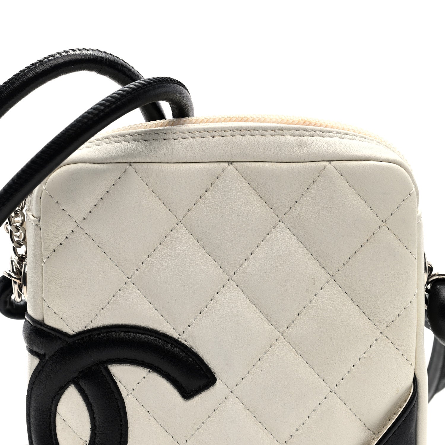 Calfskin Quilted Cambon Small Messenger White Black