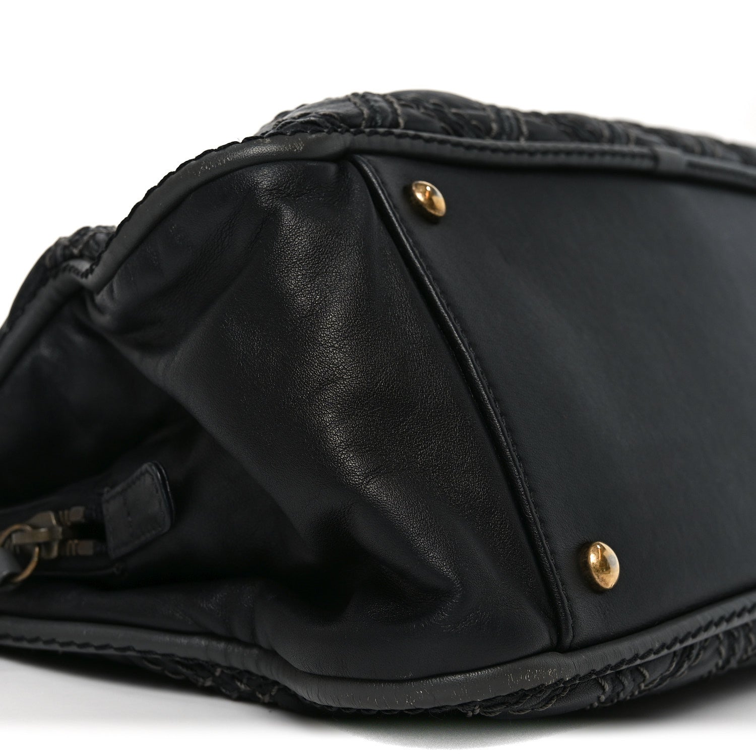 Calfskin Quilted Stitch Triptych Tote Black