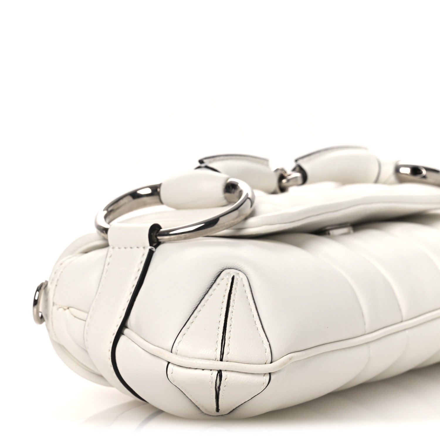 Nappa Vertical Matelasse Small Maxi Horsebit Chain Shoulder Bag Great White