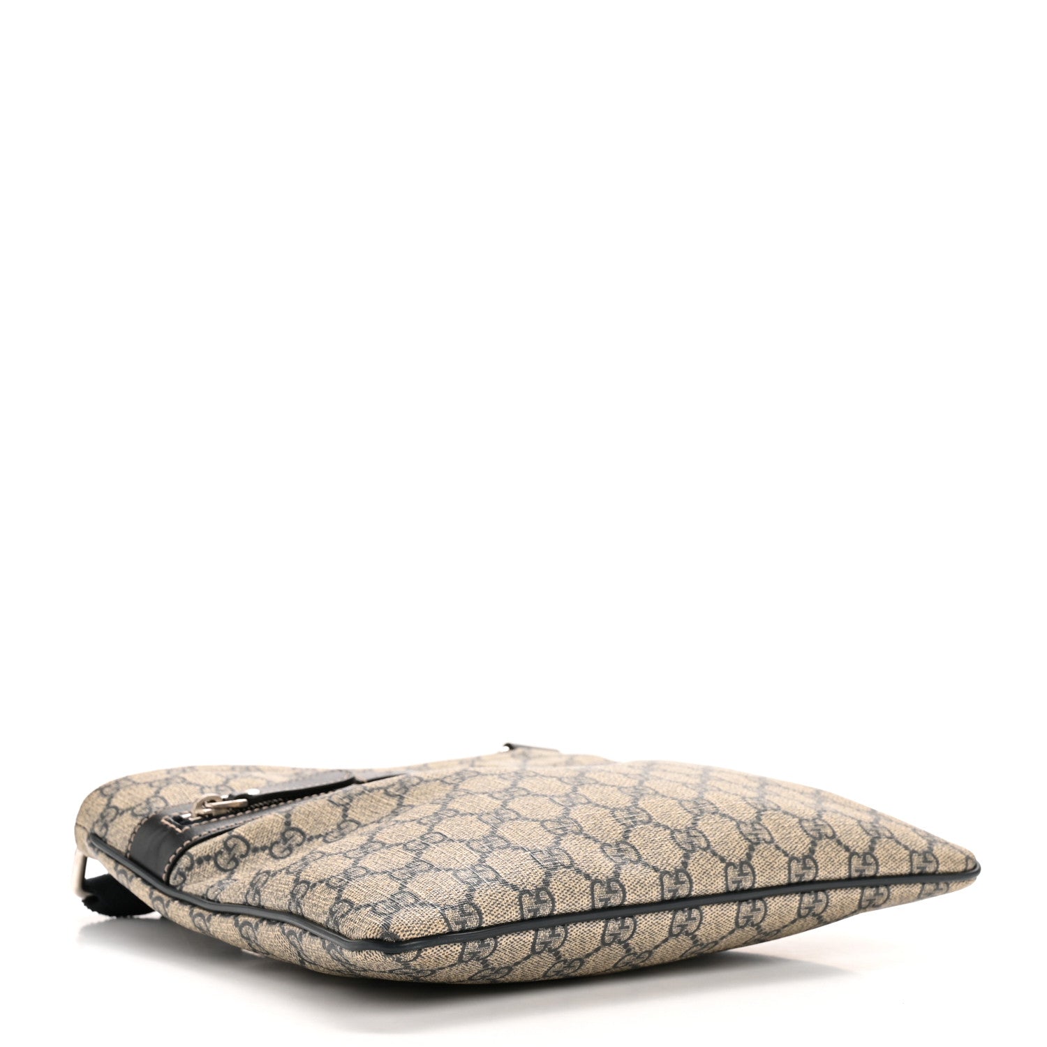 GG Supreme Monogram Selleria Calfskin Small Flat Side Zip Messenger Bag Beige Blue
