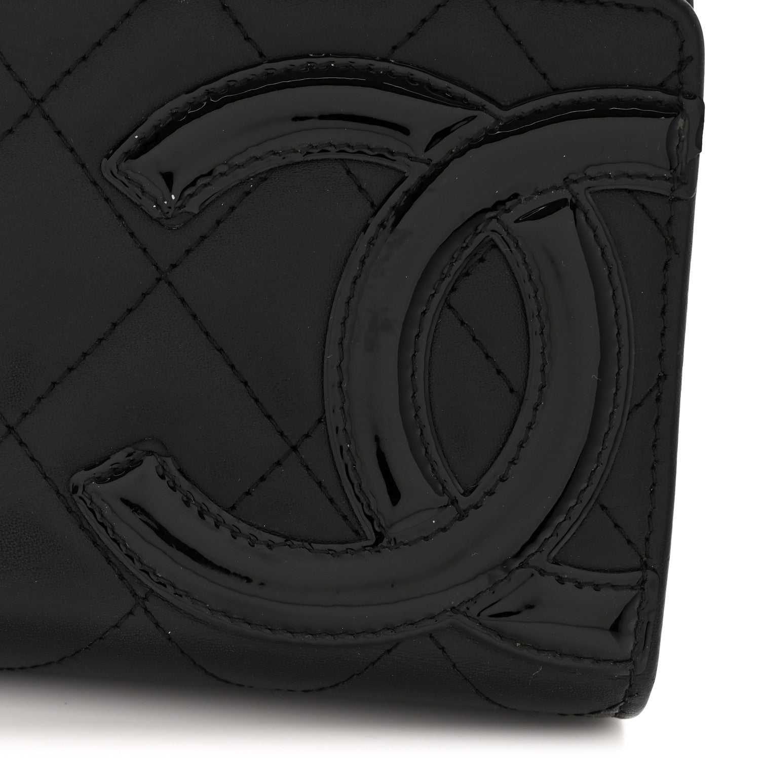 Calfskin Quilted Cambon Long Double Wallet Black