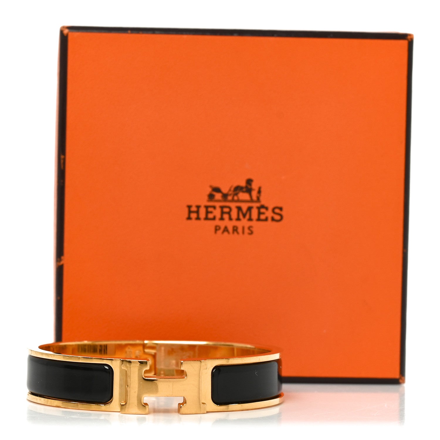 Enamel Narrow Clic Clac H Bracelet PM Black