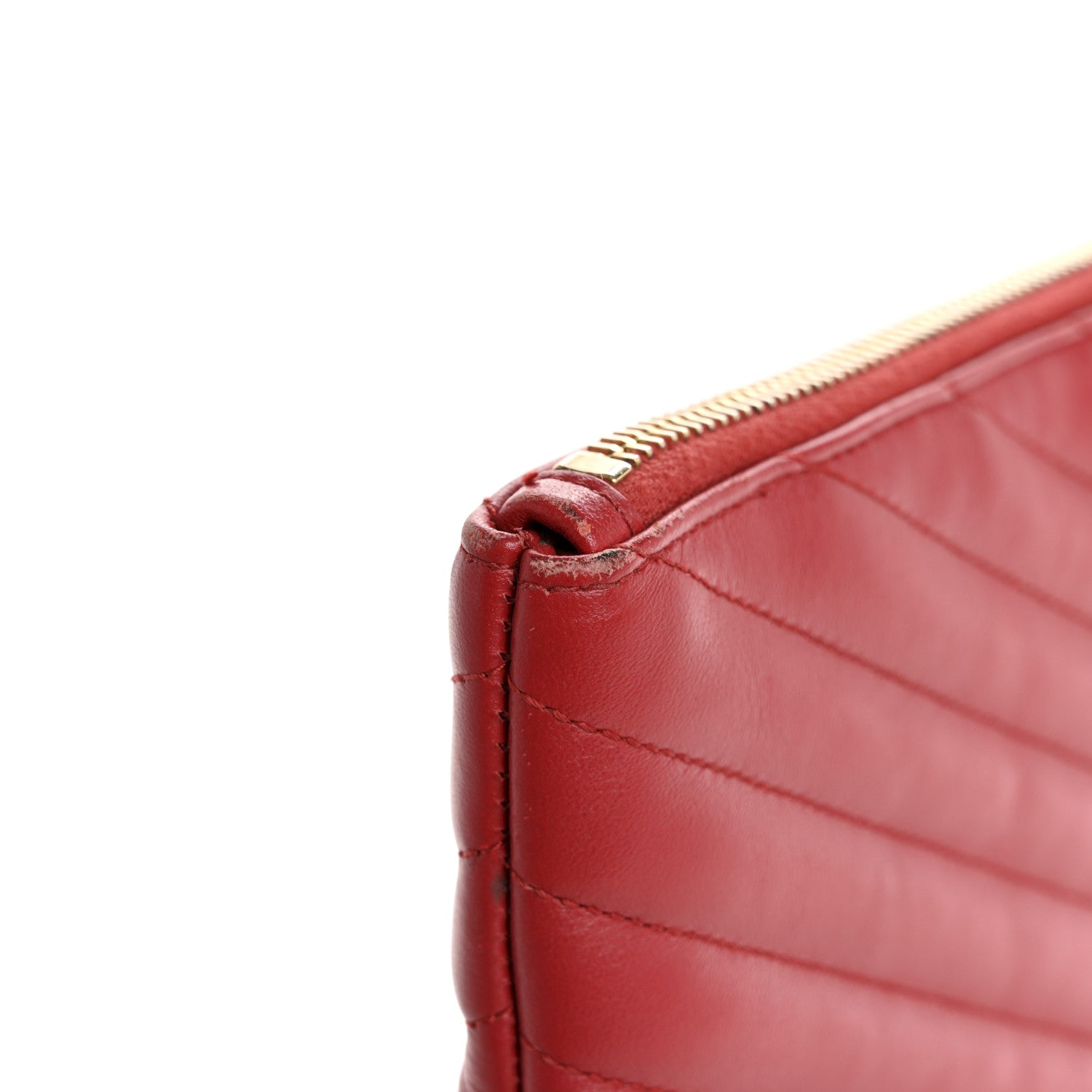 Calfskin Matelasse Chevron Monogram Document Holder Rouge Eros