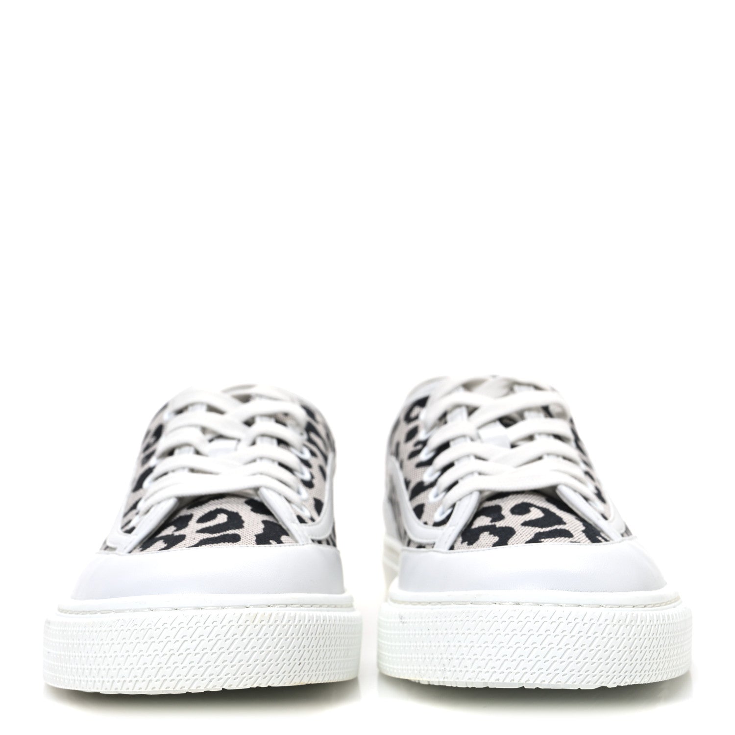 Canvas Calfskin Leopard Get Sneakers 36.5 Prunoir White