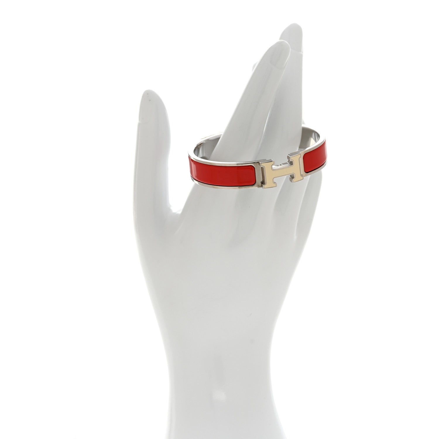 Enamel Narrow Clic Clac H Bracelet PM Rouge Vif White