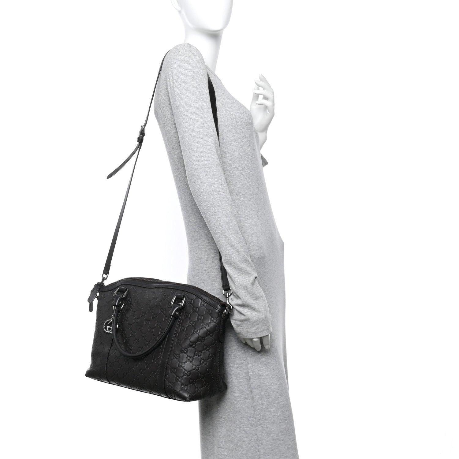 Guccissima Medium GG Charm Dome Satchel Dark Brown