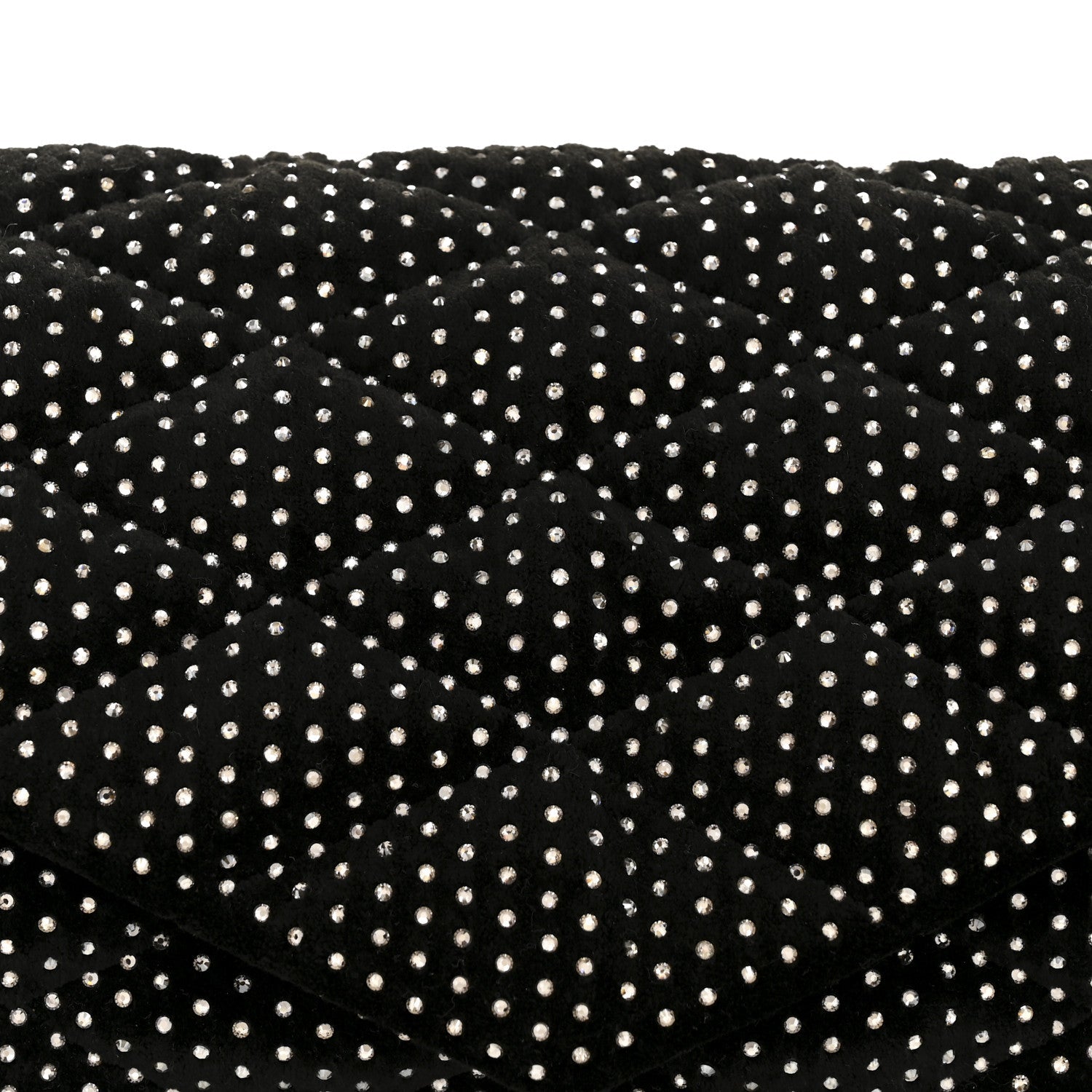 Velvet Lambskin Quilted Rhinestone Sade Puffer Envelope Clutch Black
