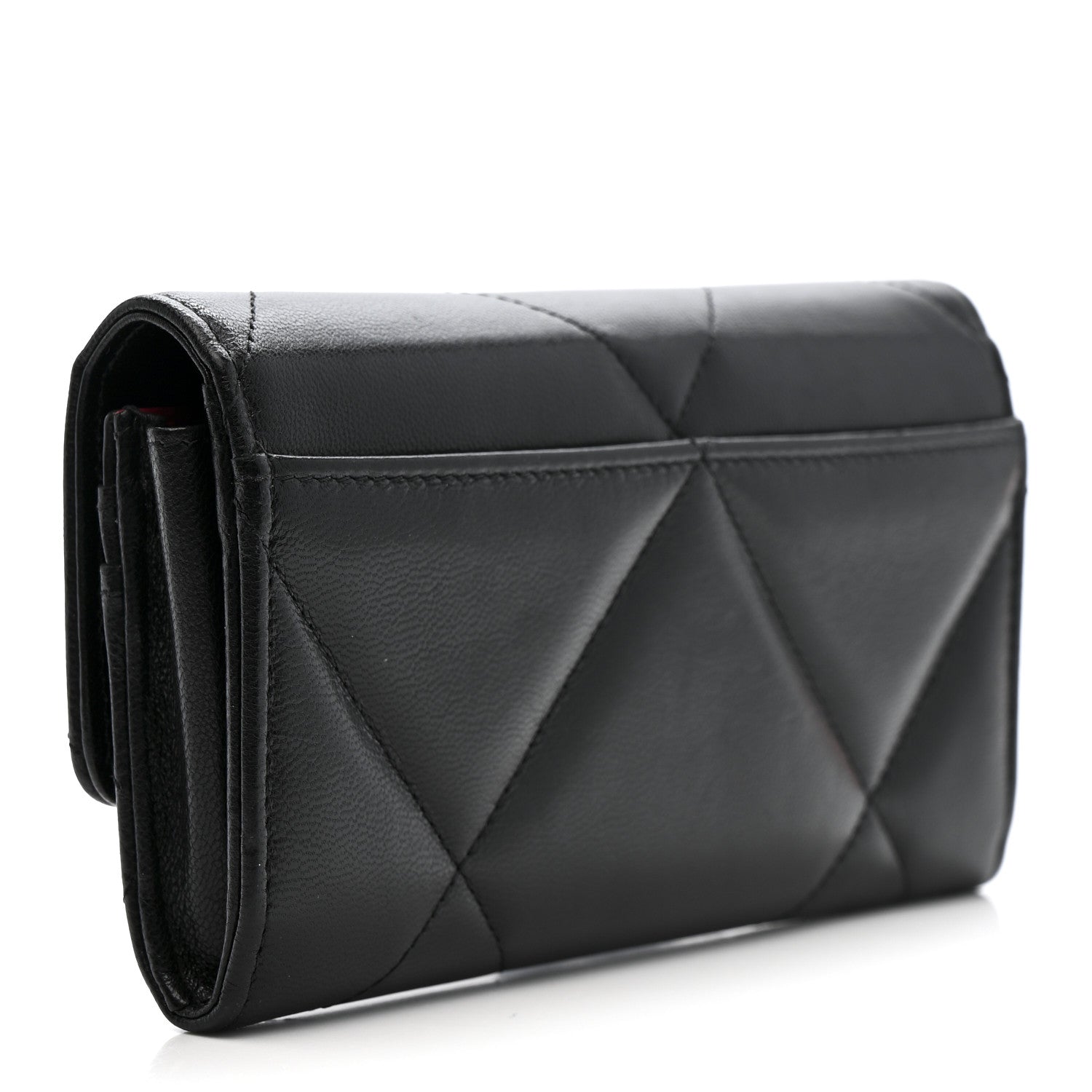 Lambskin Quilted Chanel 19 Flap Wallet Black