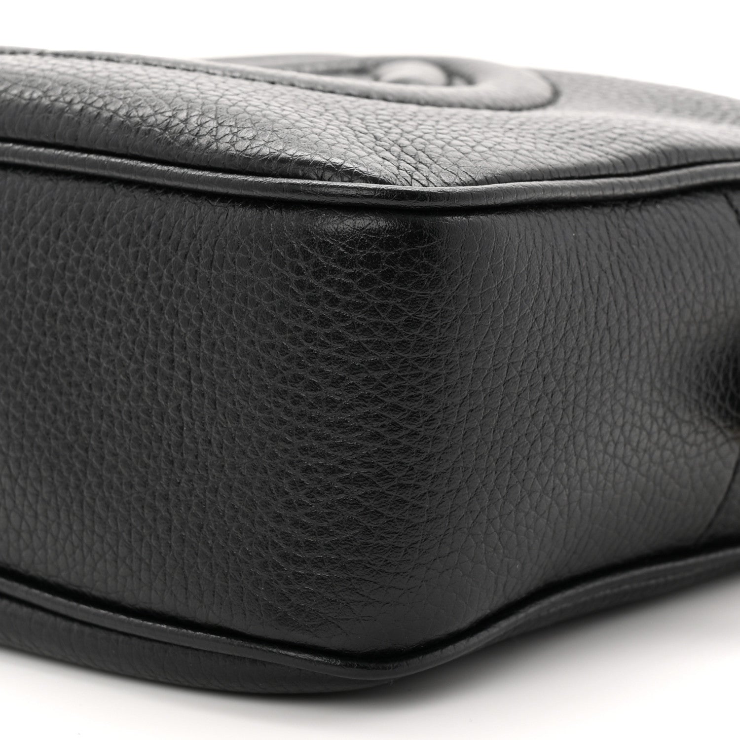 Pebbled Calfskin Small Soho Disco Bag Black