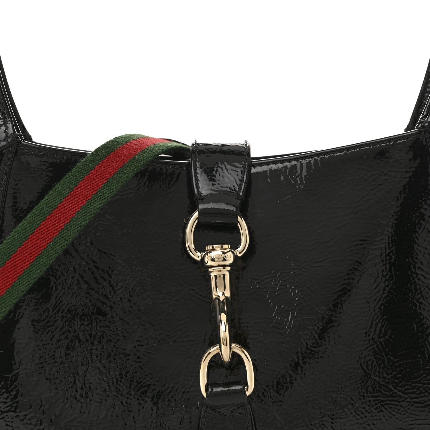 Patent Calfskin Small Jackie Shoulder Bag Black