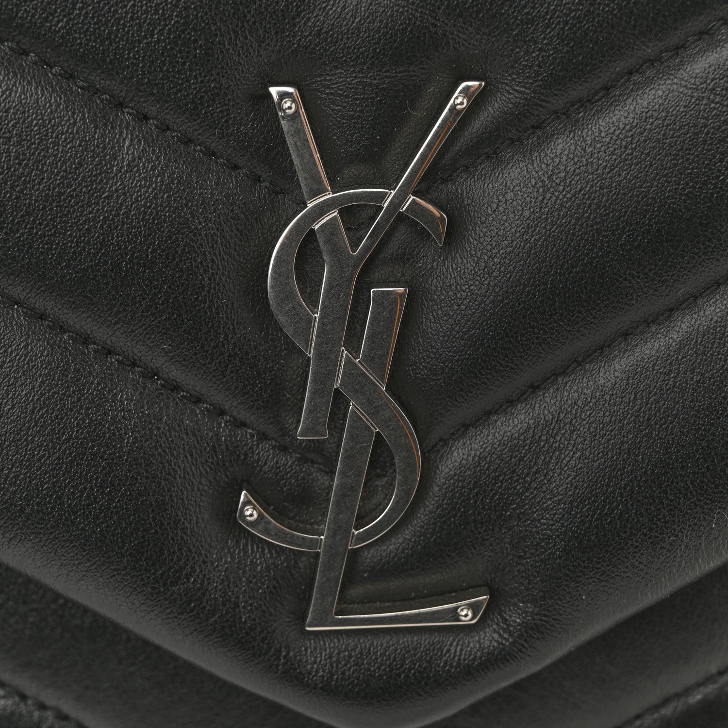 Calfskin Y Quilted Monogram Small Loulou Chain Satchel Black