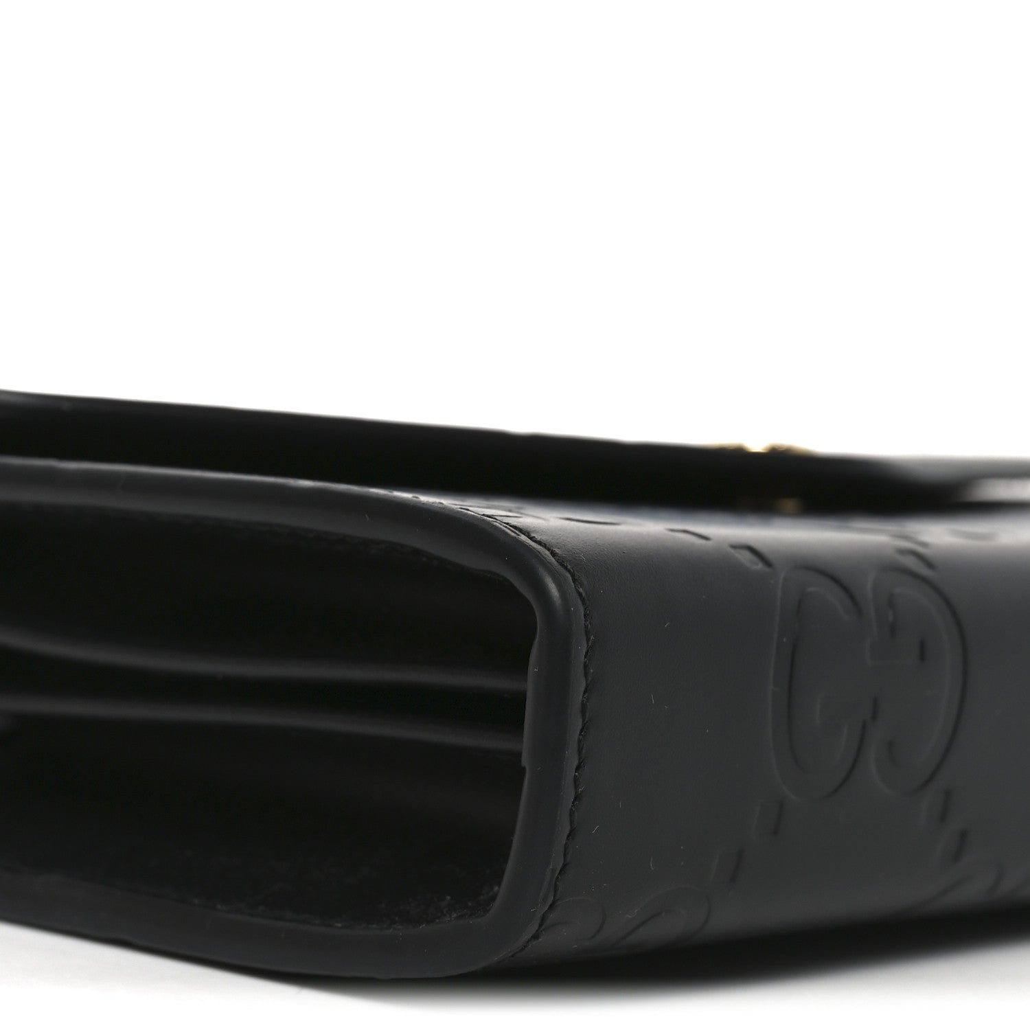 Calfskin GG Debossed Chain Wallet Black