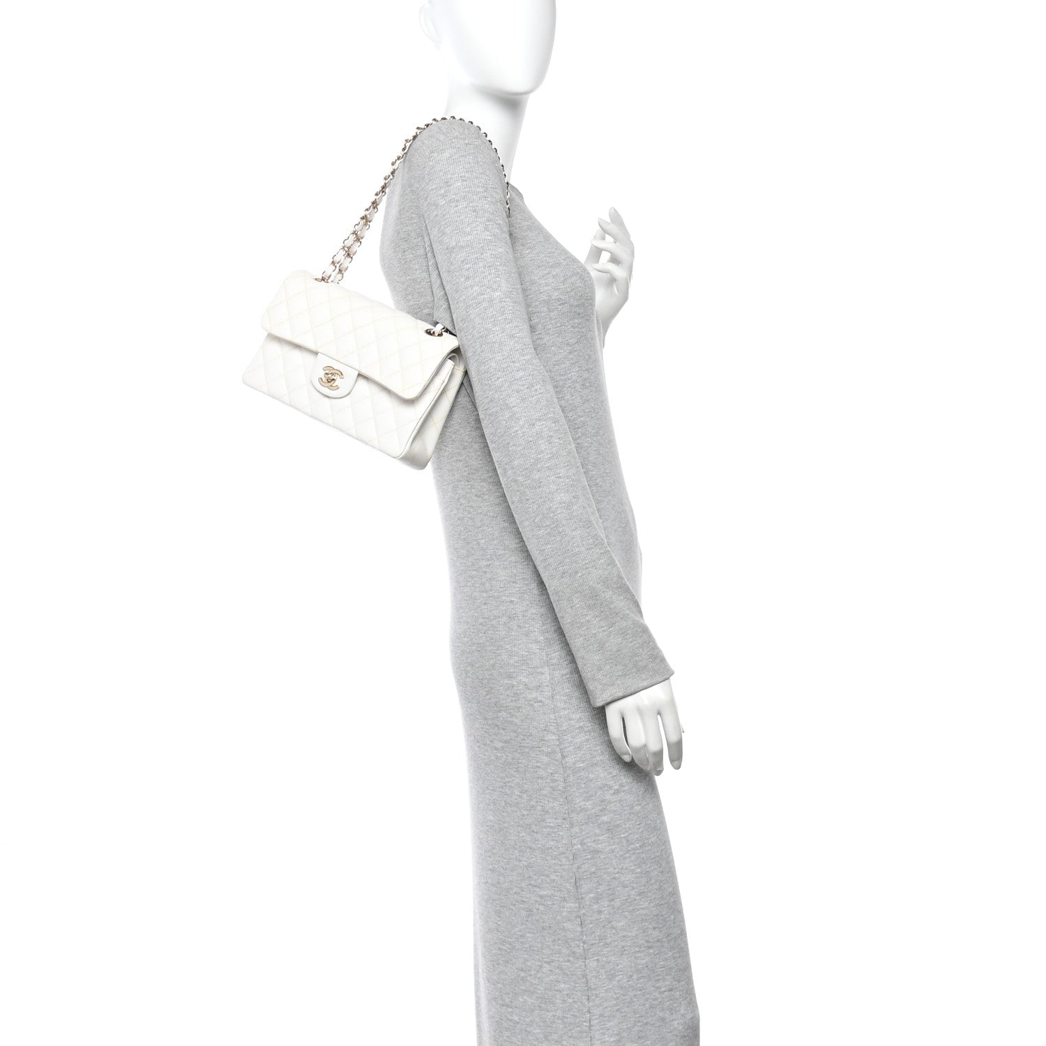 Caviar Quilted Small Double Flap White