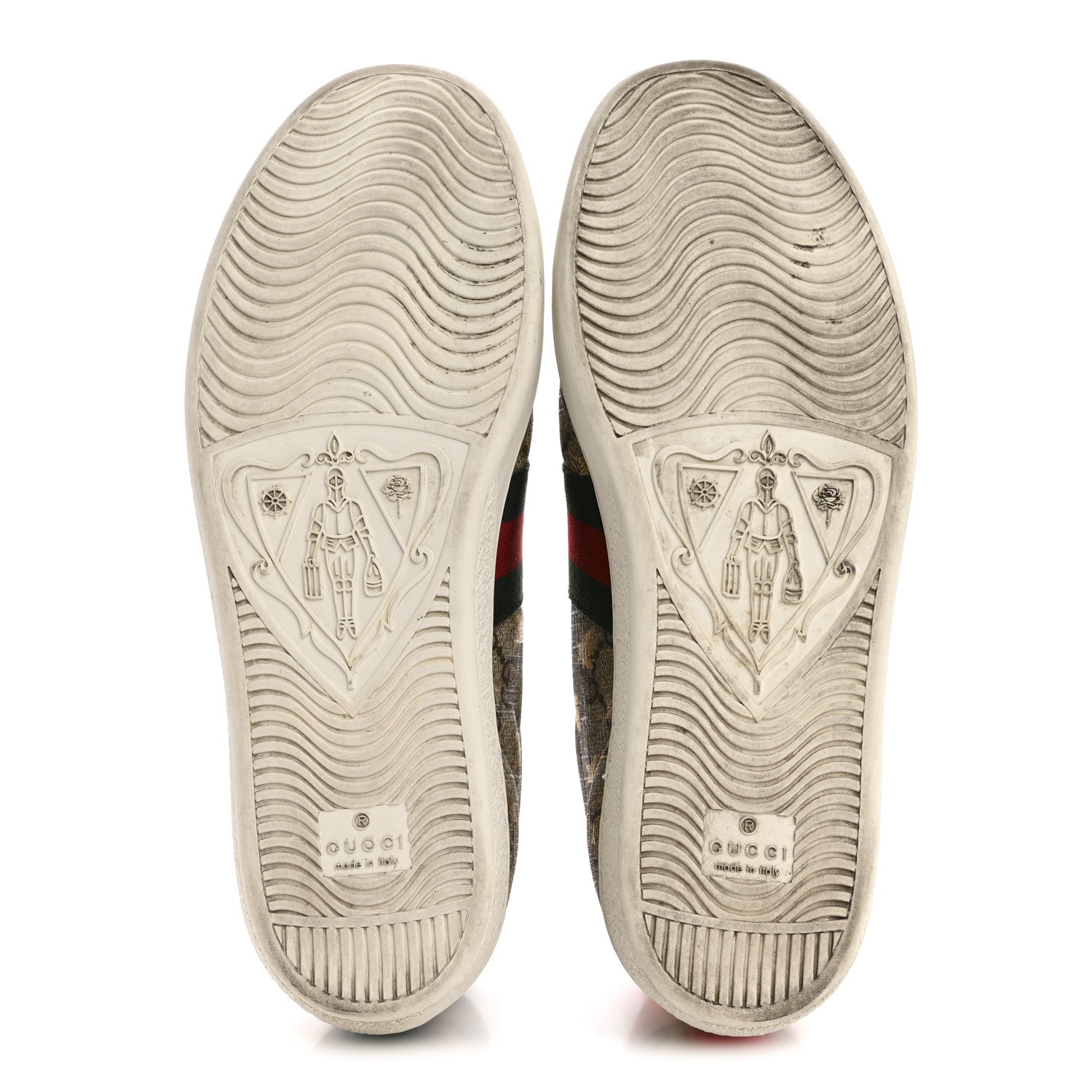 GG Supreme Monogram Bees Ayers Web Womens Ace Sneakers 37.5 Beige Oro Green Red