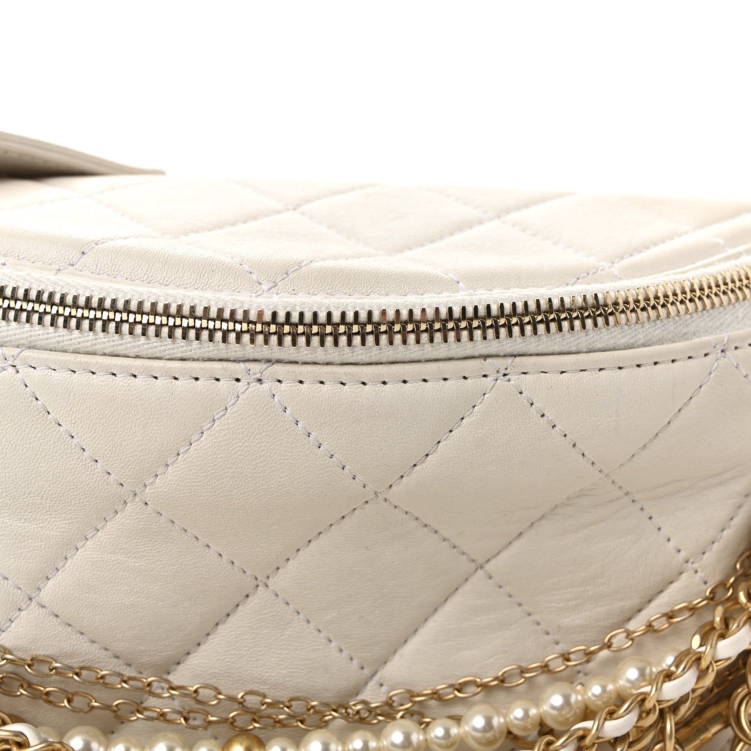 Lambskin Quilted All About Chains Waist Belt Bag White