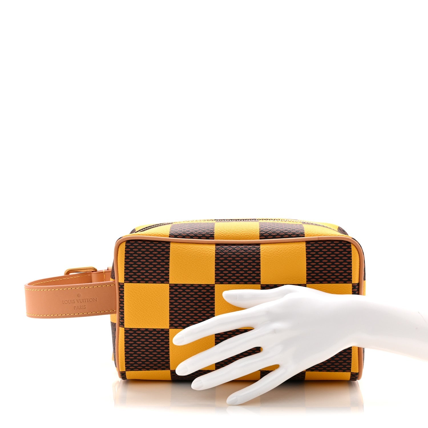 Damier Pop Dopp Kit Toilet Pouch Jaune Mat
