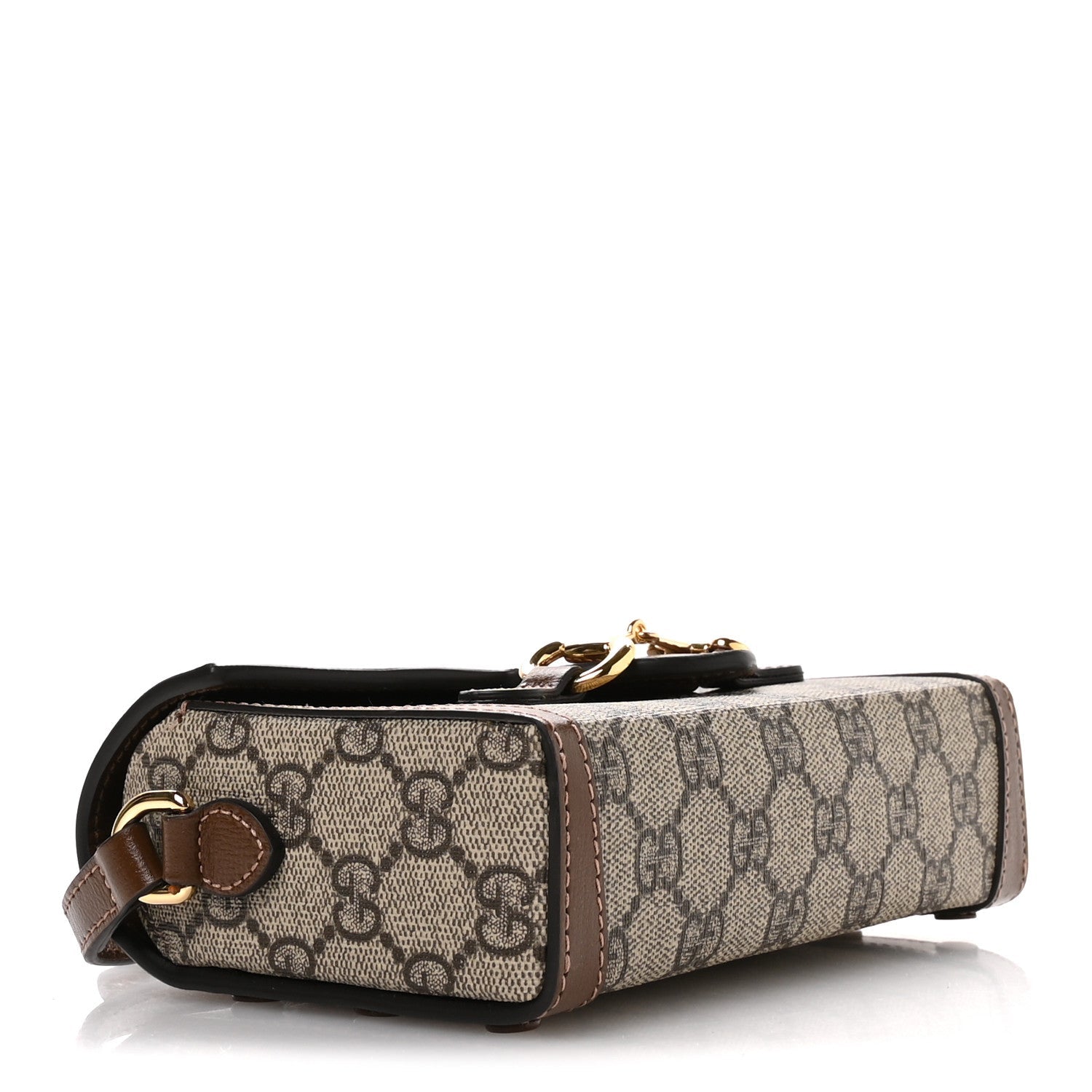GG Supreme Monogram Mini Horsebit 1955 Shoulder Bag Beige Brown Sugar