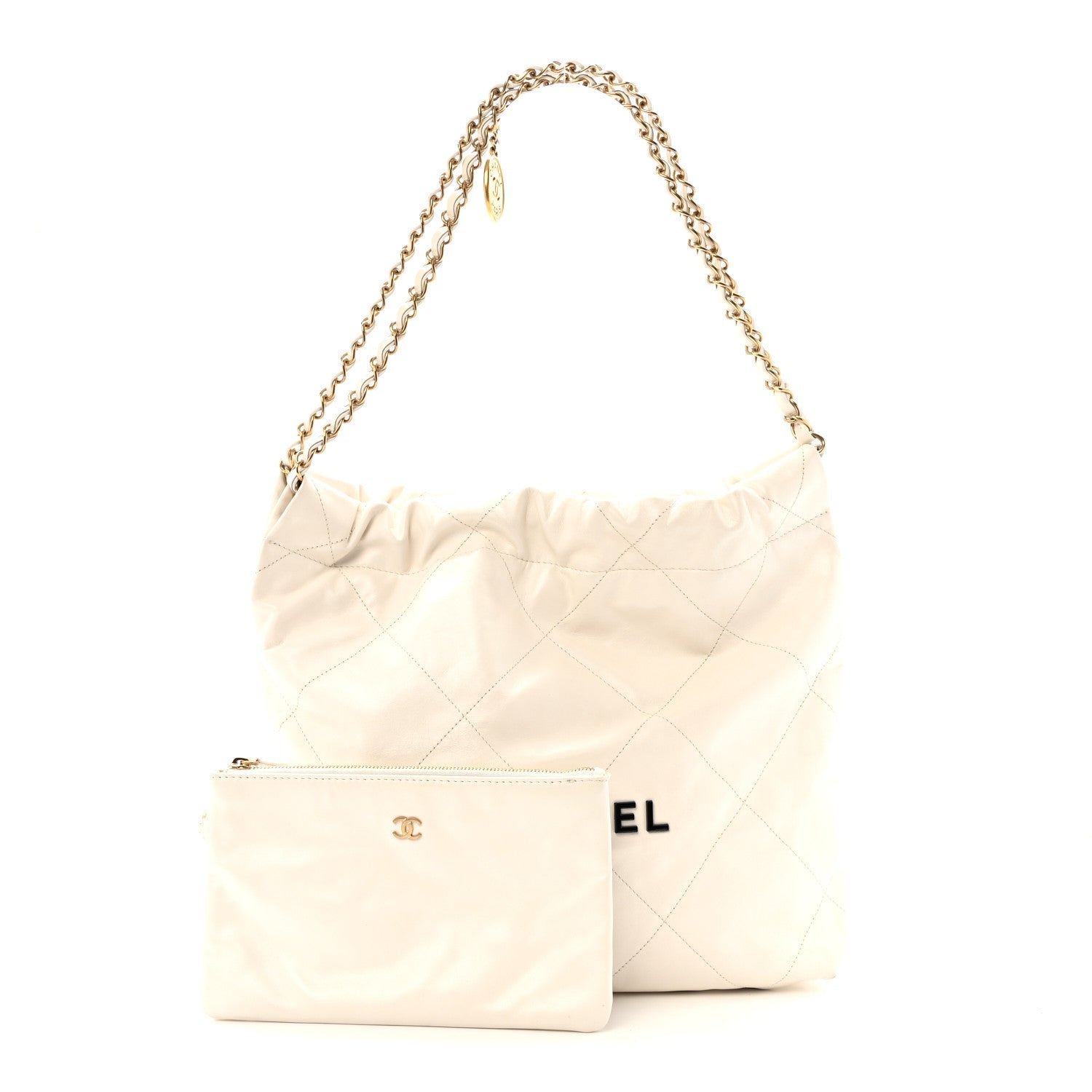 Calfskin Quilted Small Chanel 22 White