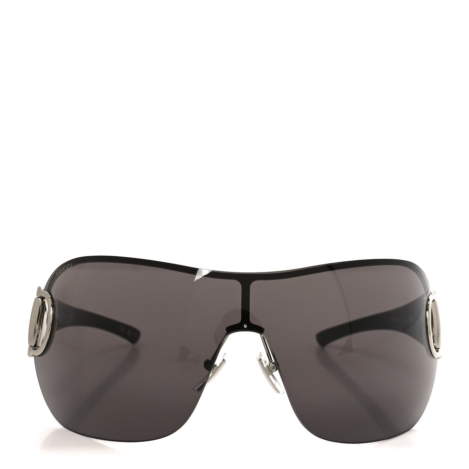 Metal Horsebit Frameless Mask Sunglasses GG2174S Black Silver