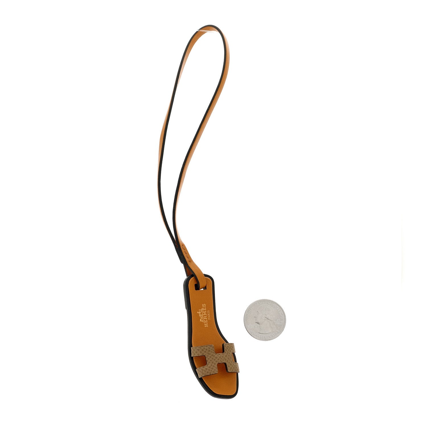 Epsom Butler Calfskin Hunter Oran Nano Bag Charm Etoupe