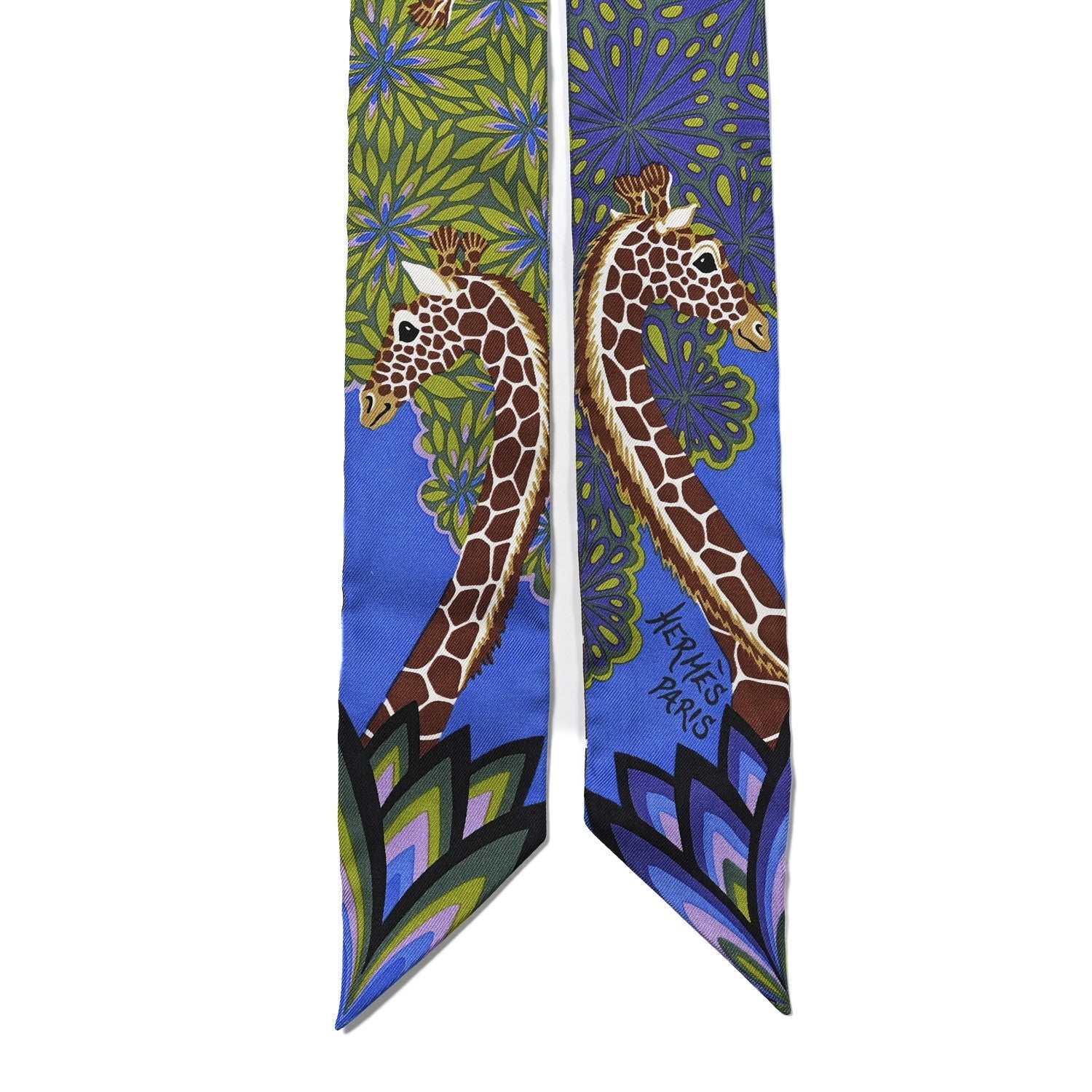 Silk The Three Graces Twilly Bleu Vert Marron
