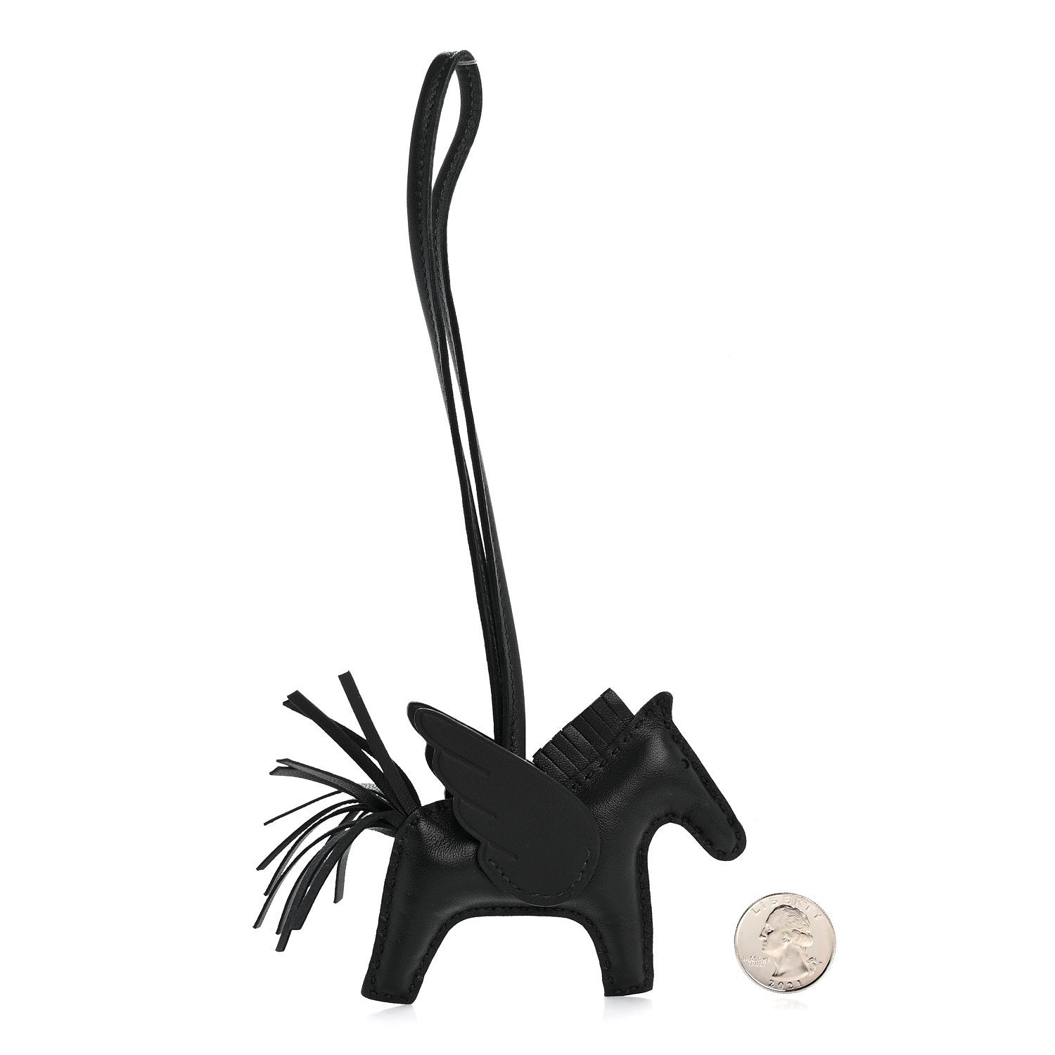 Milo Lambskin Grigri Rodeo Pegase Horse Bag Charm PM So Black