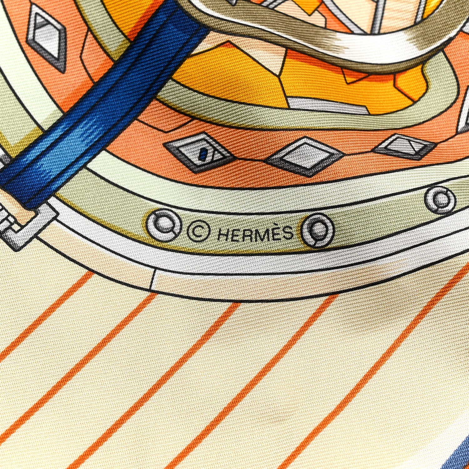 Silk Tous En Selle Scarf Orange Cjit Creme