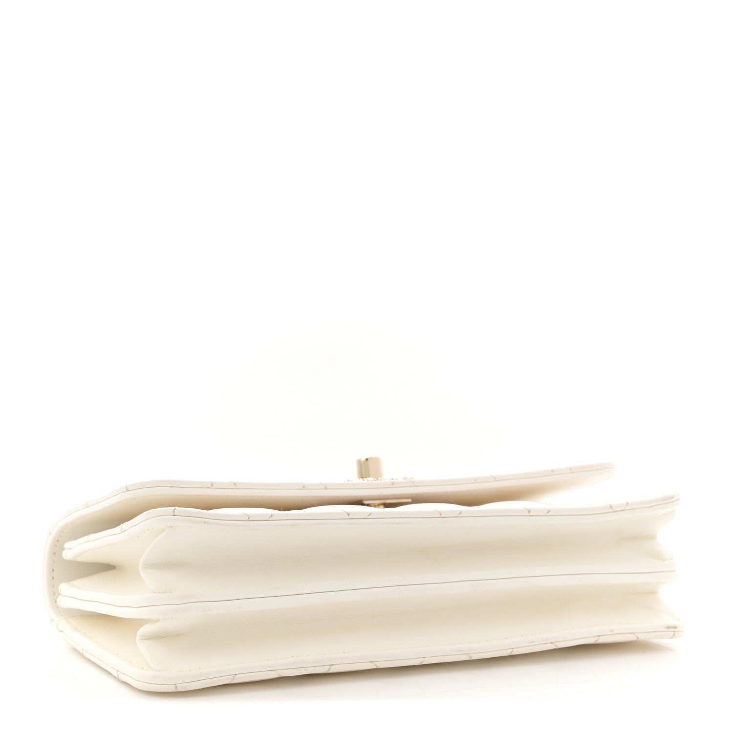 Lambskin Quilted Crystal Top Handle Rectangular Flap White
