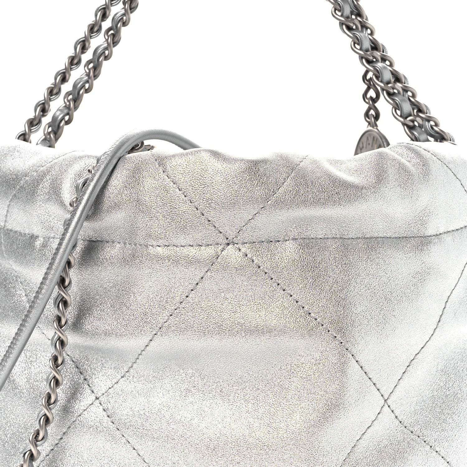 Metallic Lambskin Quilted Mini Chanel 22 Silvery