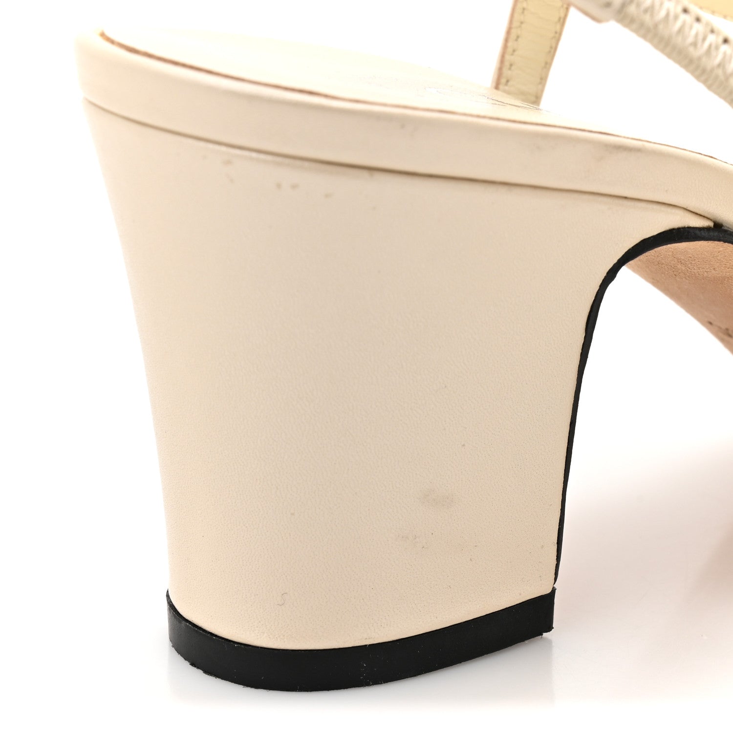 Lambskin Grosgrain Cap Toe CC Slingback Pumps 38 White Black