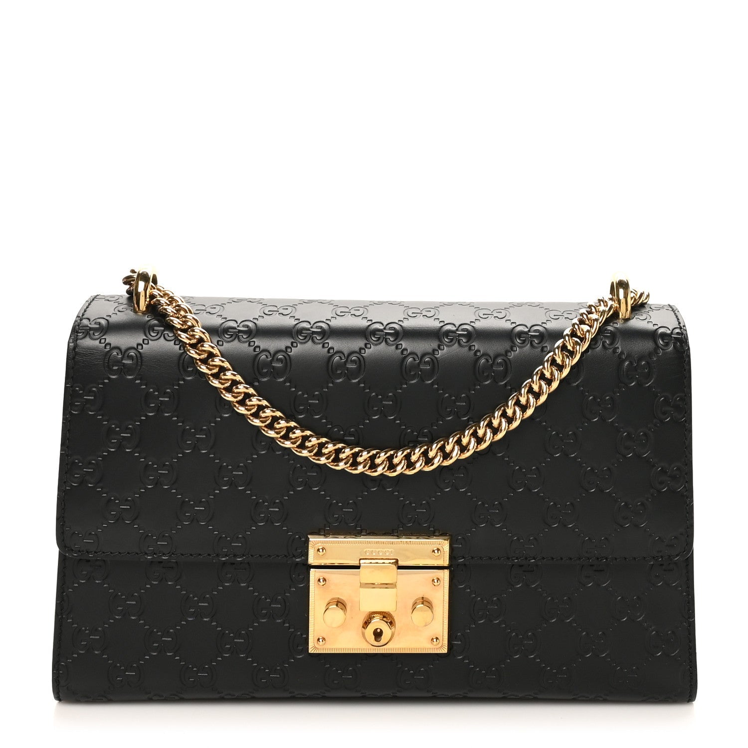 Guccissima Medium Padlock Shoulder Bag Black