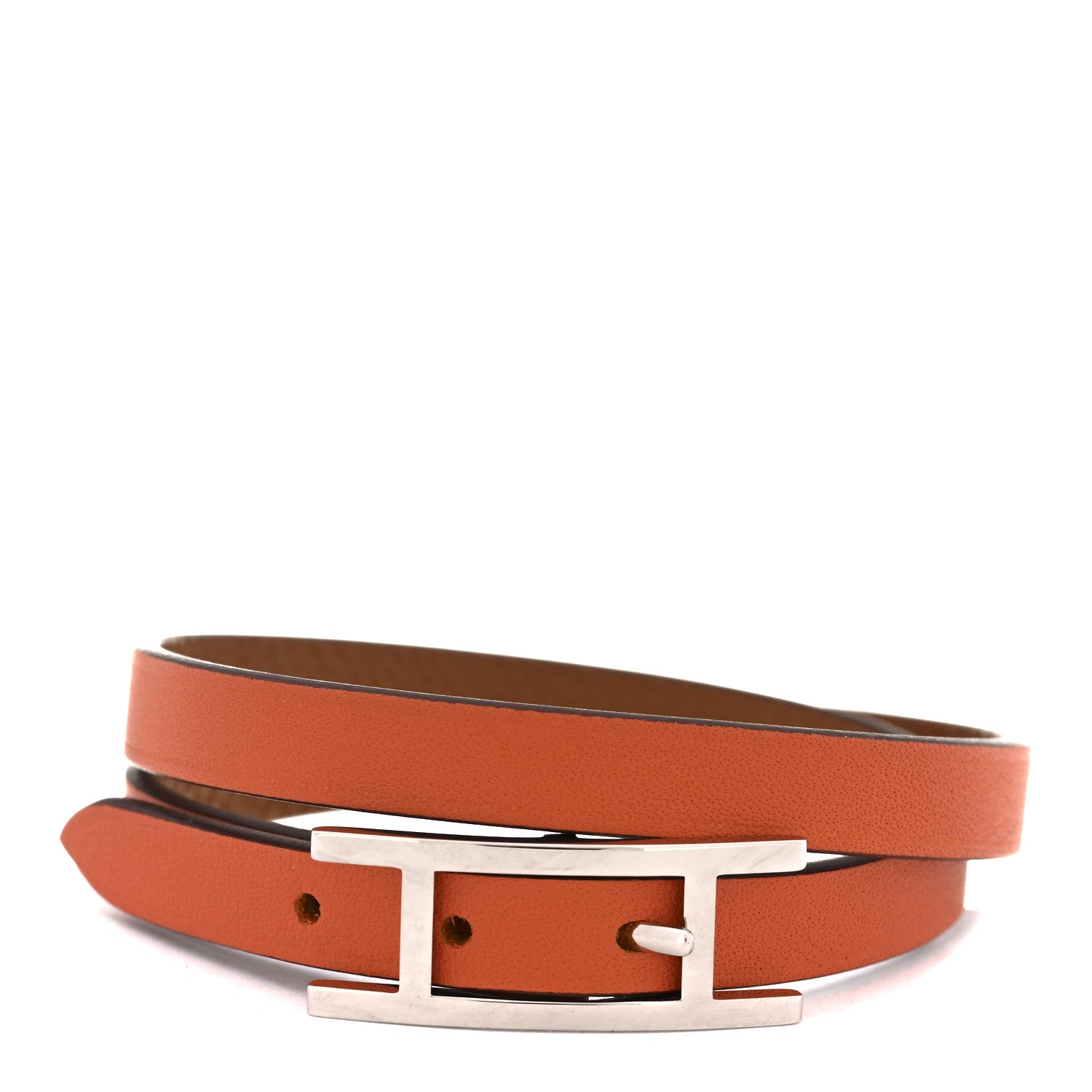 Swift Epsom Behapi Double Tour Reversible Bracelet T4 Orange Gold