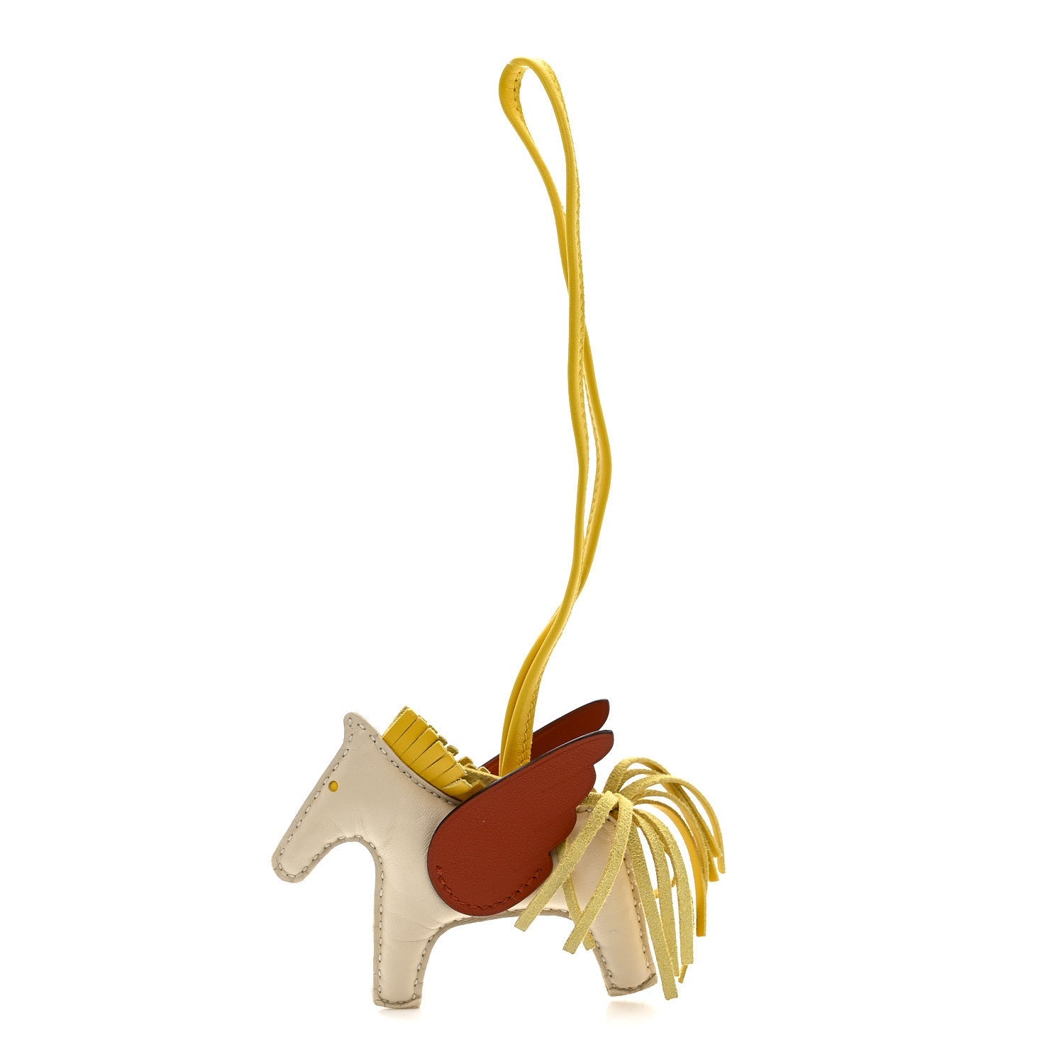 Milo Lambskin Grigri Rodeo Pegase Horse Bag Charm PM Craie Jaune de Naples Cuivre