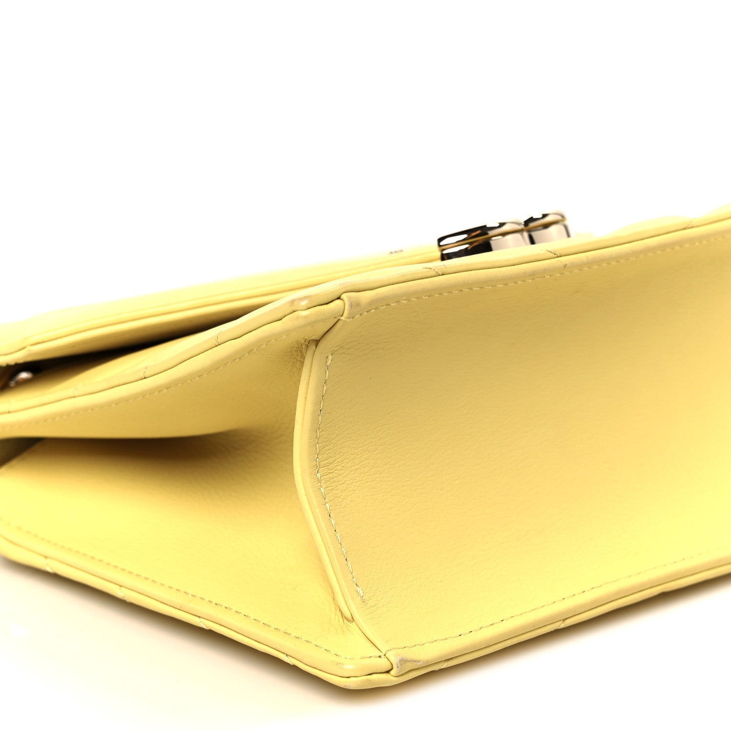 Calfskin Quilted Chevron Small Envelope Flap Yellow