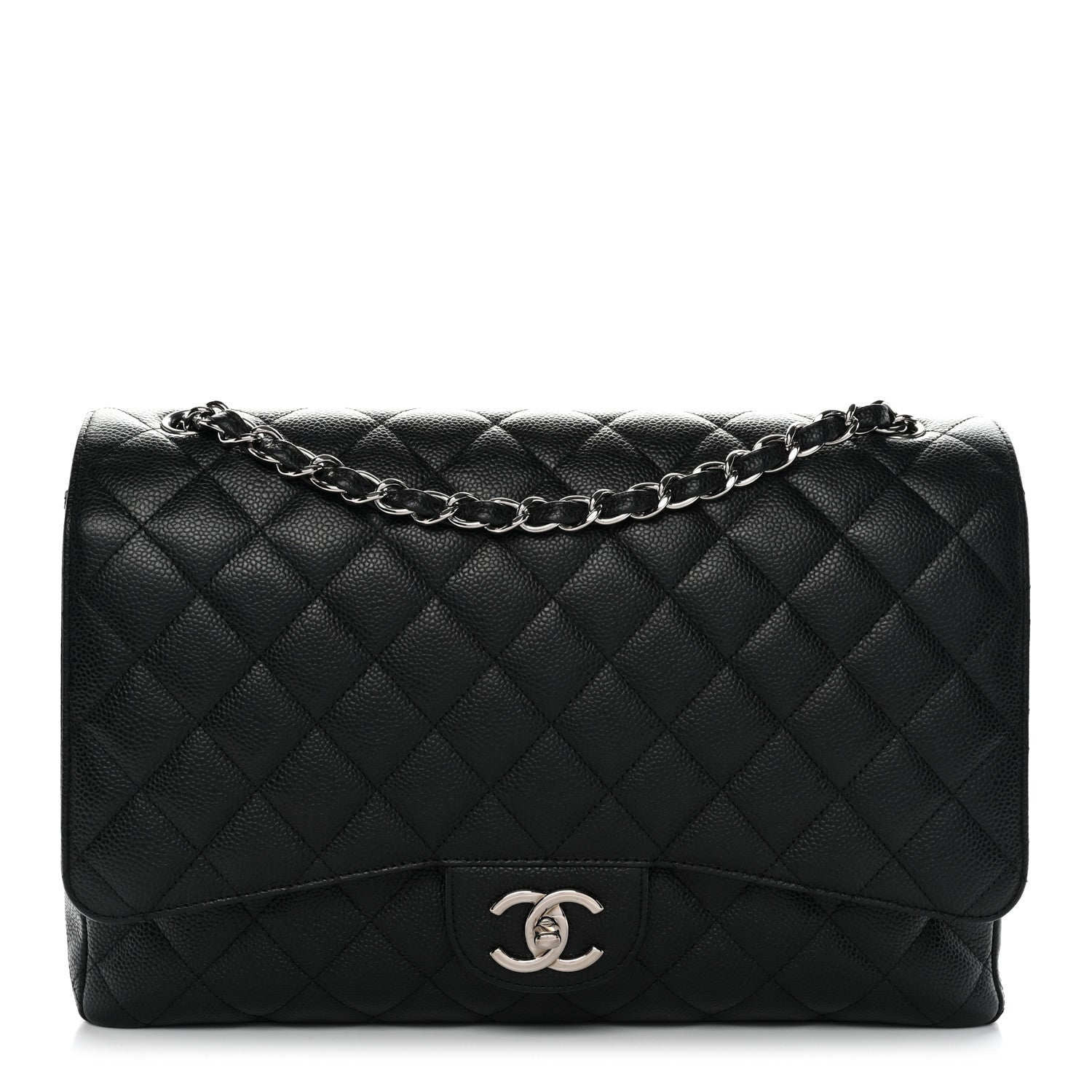 Caviar Quilted Maxi Double Flap Black