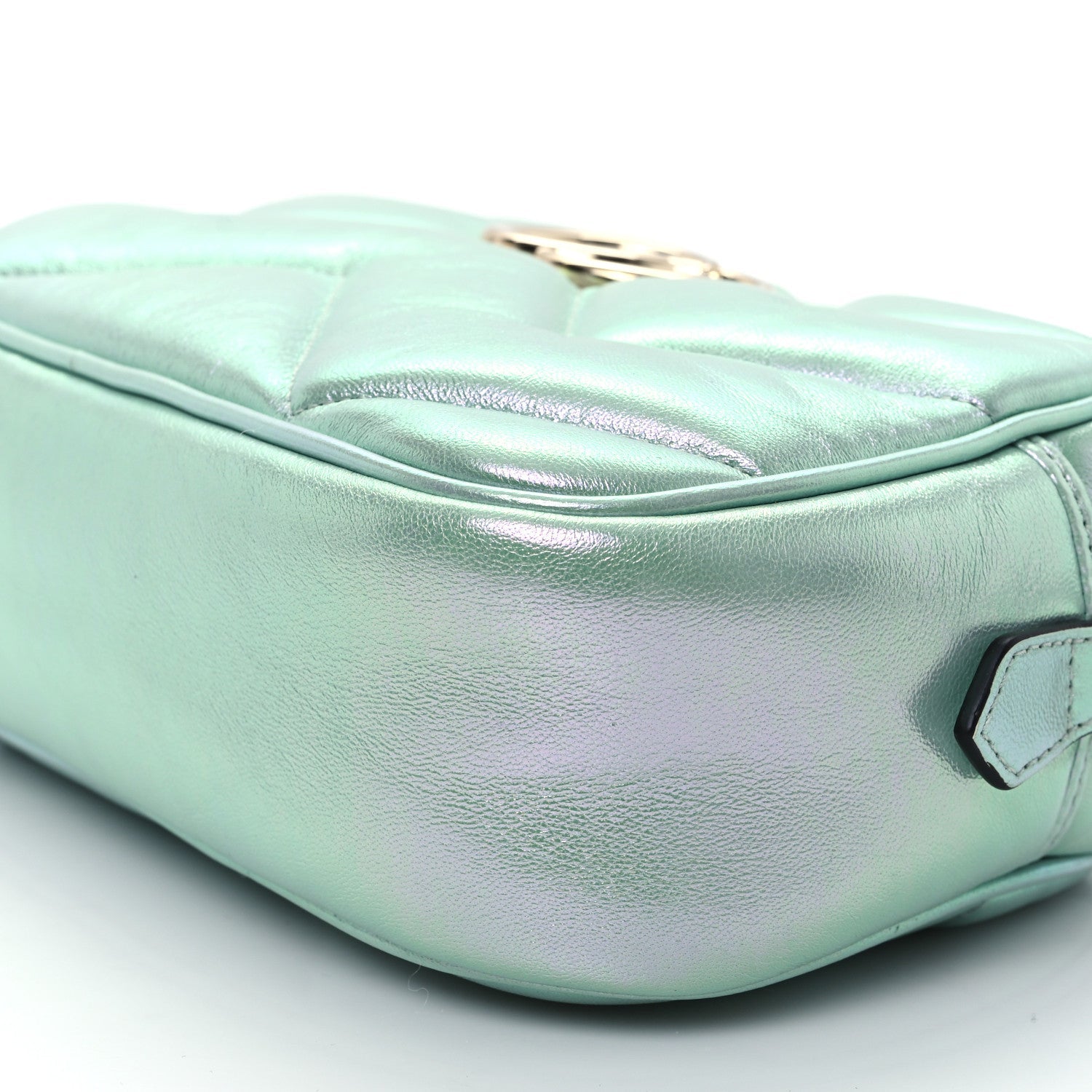 Iridescent Nappa Chevron Matelasse Small GG Marmont Chain Shoulder Bag Iridescent Salvy Green