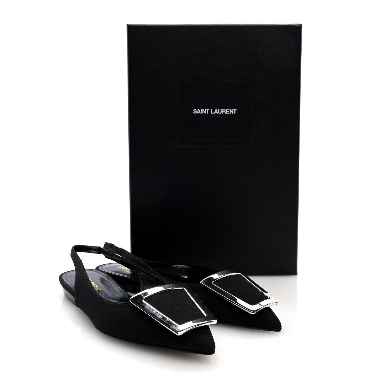 Crepe De Chine Vivi 10 Plate Slingback Flats 37.5 Black