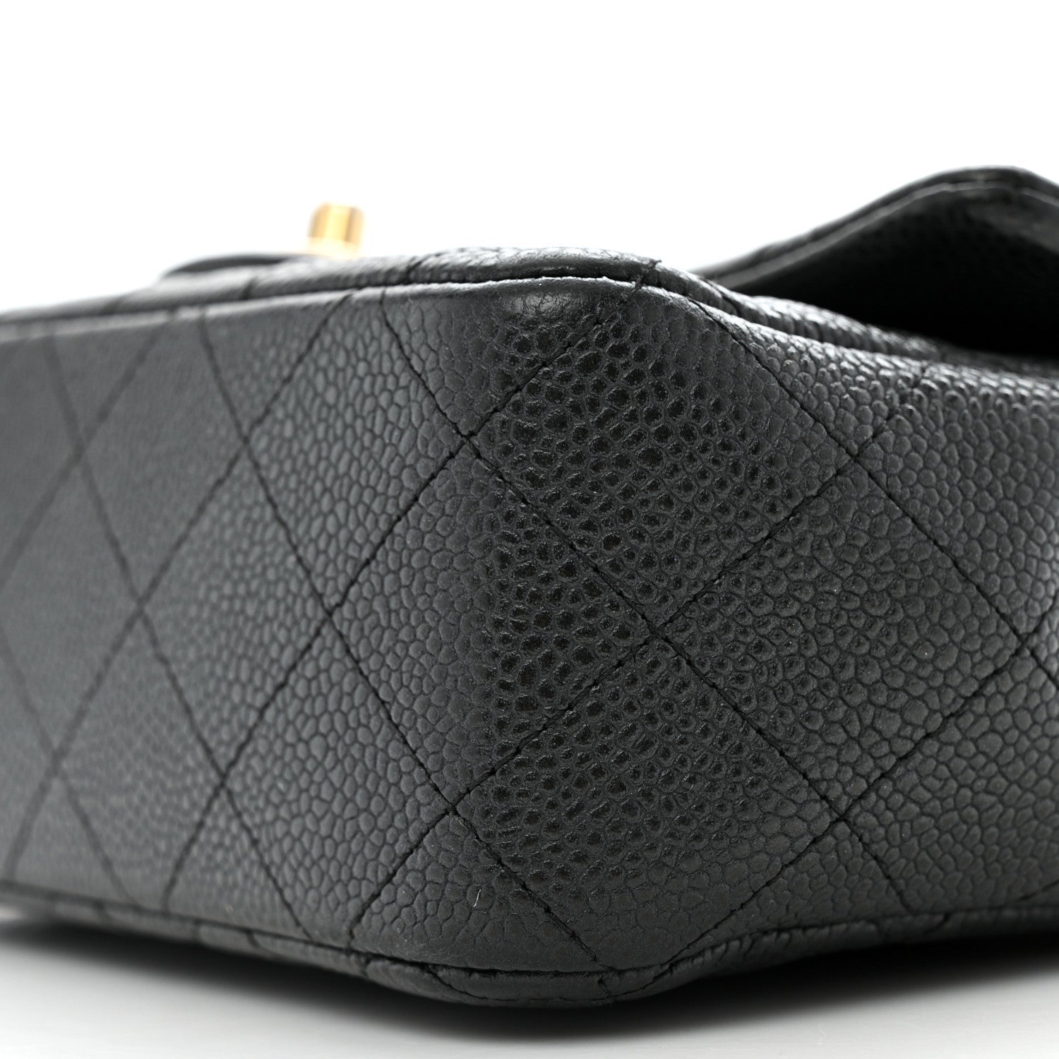 Metallic Caviar Quilted Mini Rectangular Flap Black