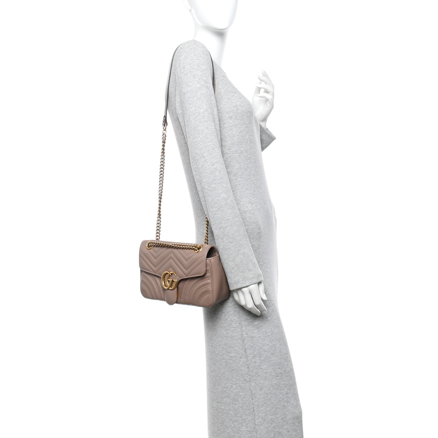 Calfskin Matelasse Small GG Marmont Shoulder Bag Porcelain Rose