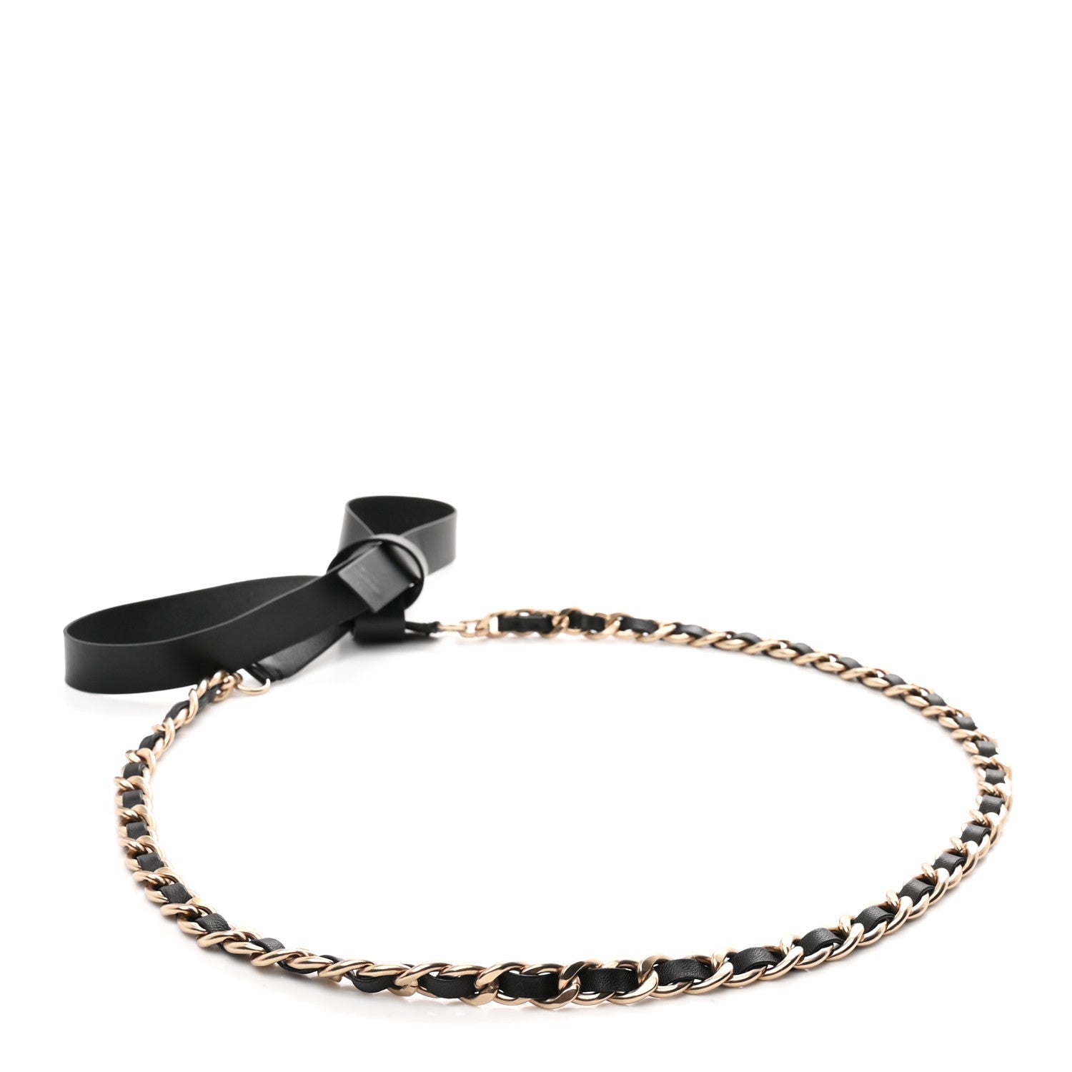Lambskin Chain CC Bow Belt L Black