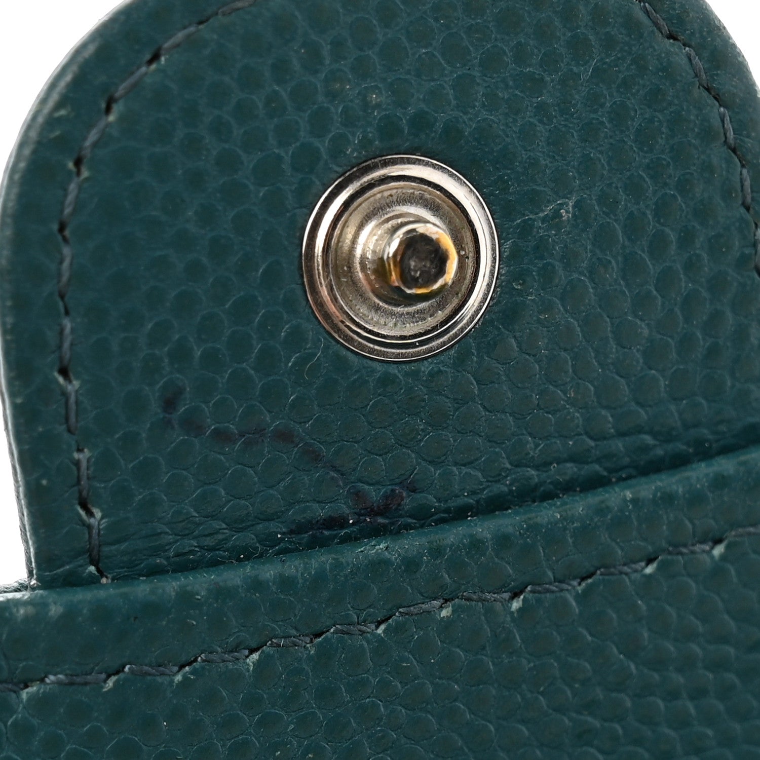 Caviar Quilted Flap Card Holder Turquoise