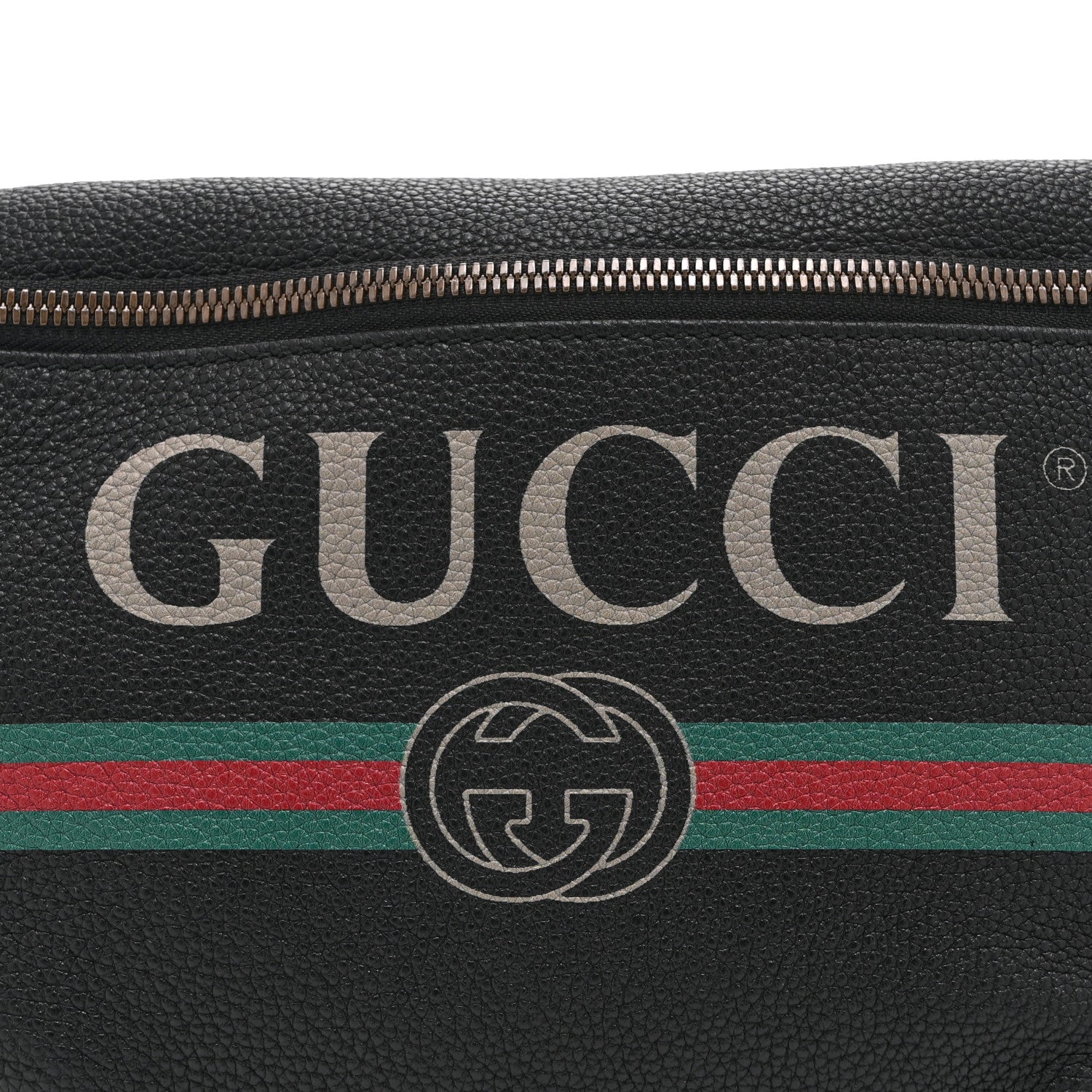 Grained Calfskin Logo Belt Bag Black