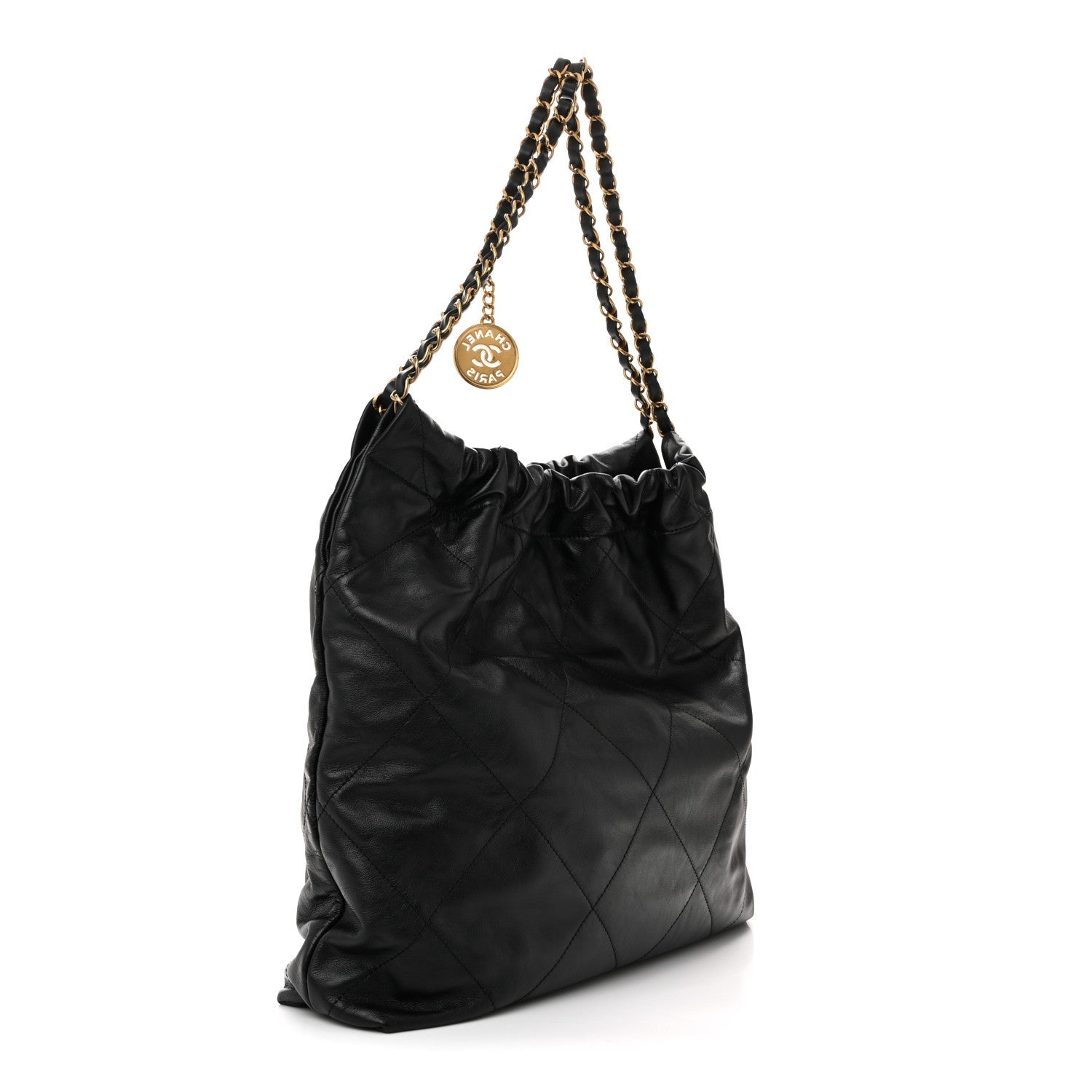 Shiny Calfskin Quilted Chanel 22 Black