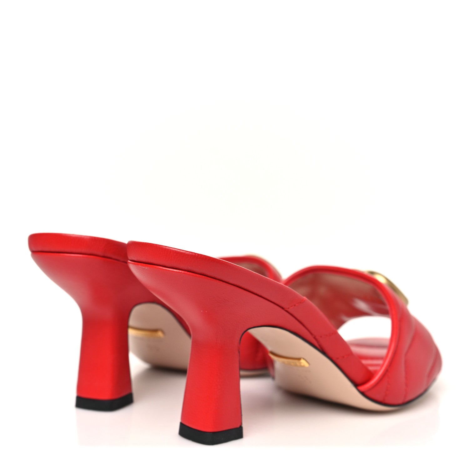 Nappa Matelasse GG Marmont 75mm Slide Sandals 35 Maple Red