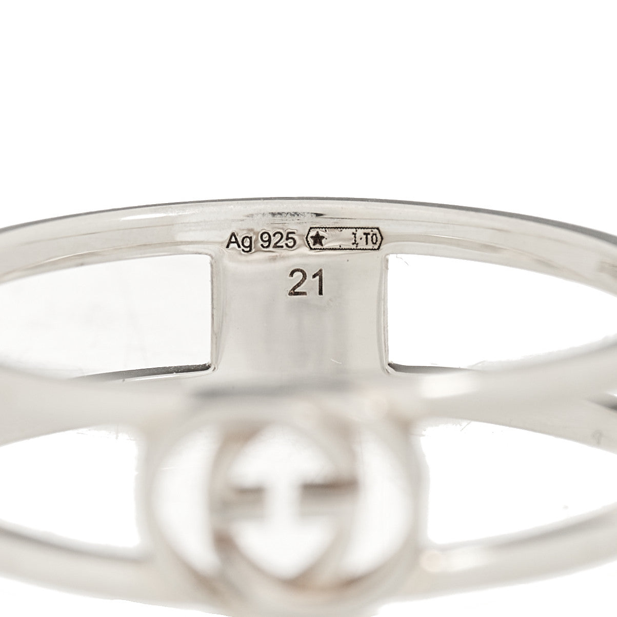 Sterling Silver 6mm Interlocking G Open Band Ring 60 9.25