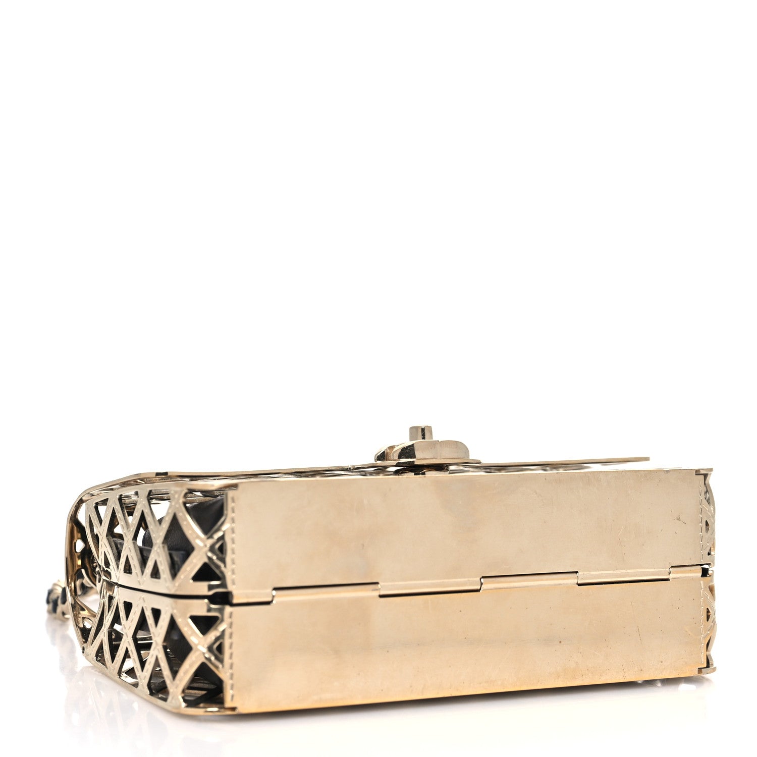 Metal Quilted Mini Rectangular Flap Gold