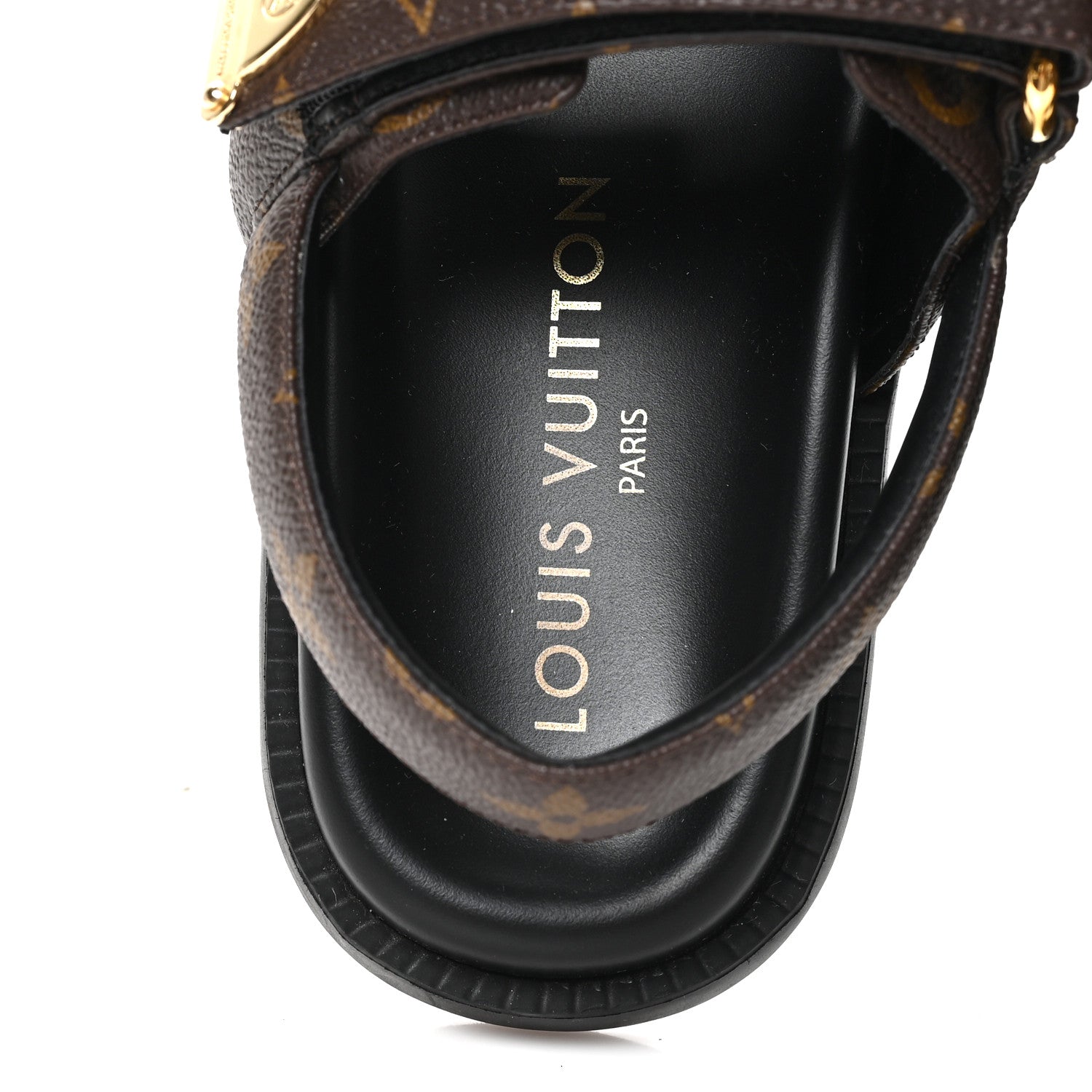 Monogram LV Sunset Comfort Flat Sandals 36 Cacao Brown