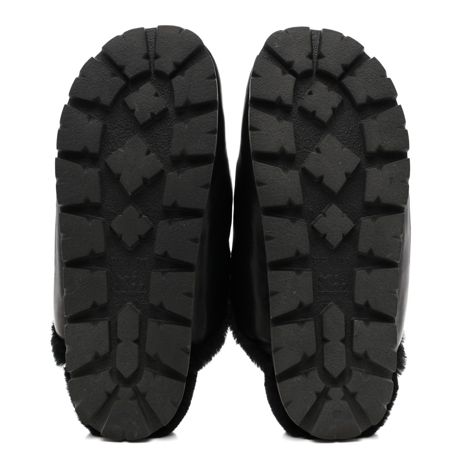 Nappa Shearling Soft Padded Metal Triangle Logo Lug Sole 20mm Mules 38 Black