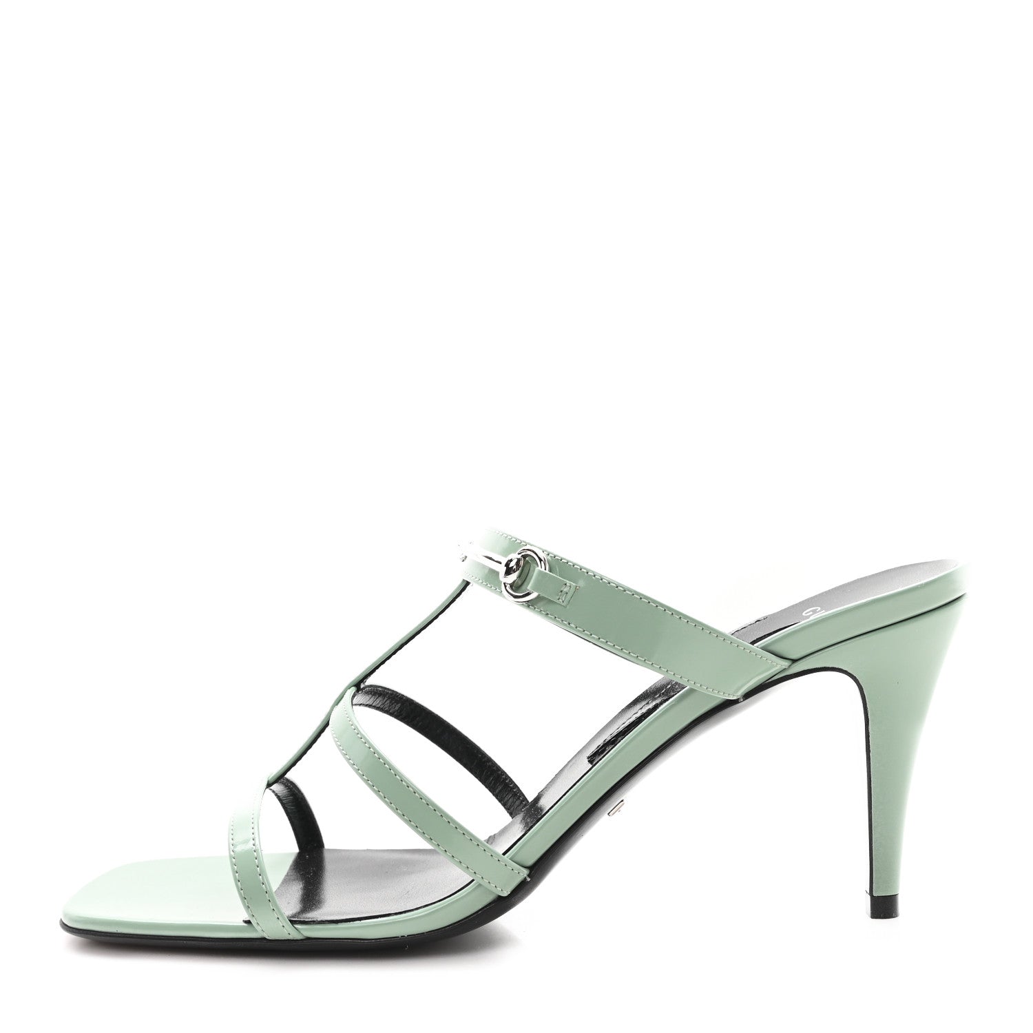 Regent Calfskin Horsebit Mid Heel Sandals 39 Pacific Green